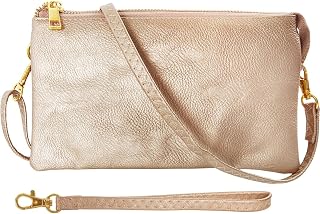 Vegan Leather Wristlet Purse for Women - Small Clutch Purse with Shoulder and Wrist Straps