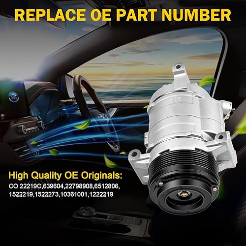 Miniatura 5 de Compresor del aire acondicionado del aire acondicionado del CO 22219C con el embrague cabido para 2010-2015 para Chevrolet Camaro 3.6L