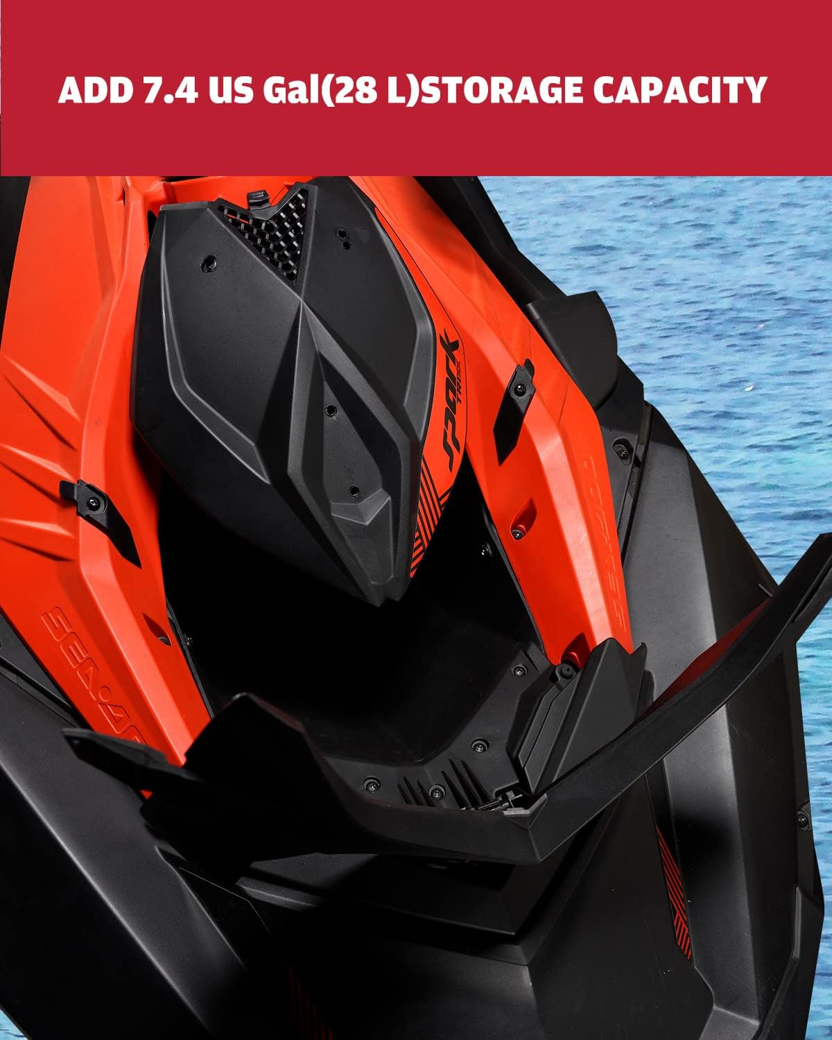 A & UTV PRO Front Storage Cargo Bin Kit for Sea Doo Spark, 7.4 Gallon (28 L) Large Storage Bin,Front Deflector Lid Kit for Sea-Doo Spark,Spark TRIXX,Replace OEM # 295100504#295100864