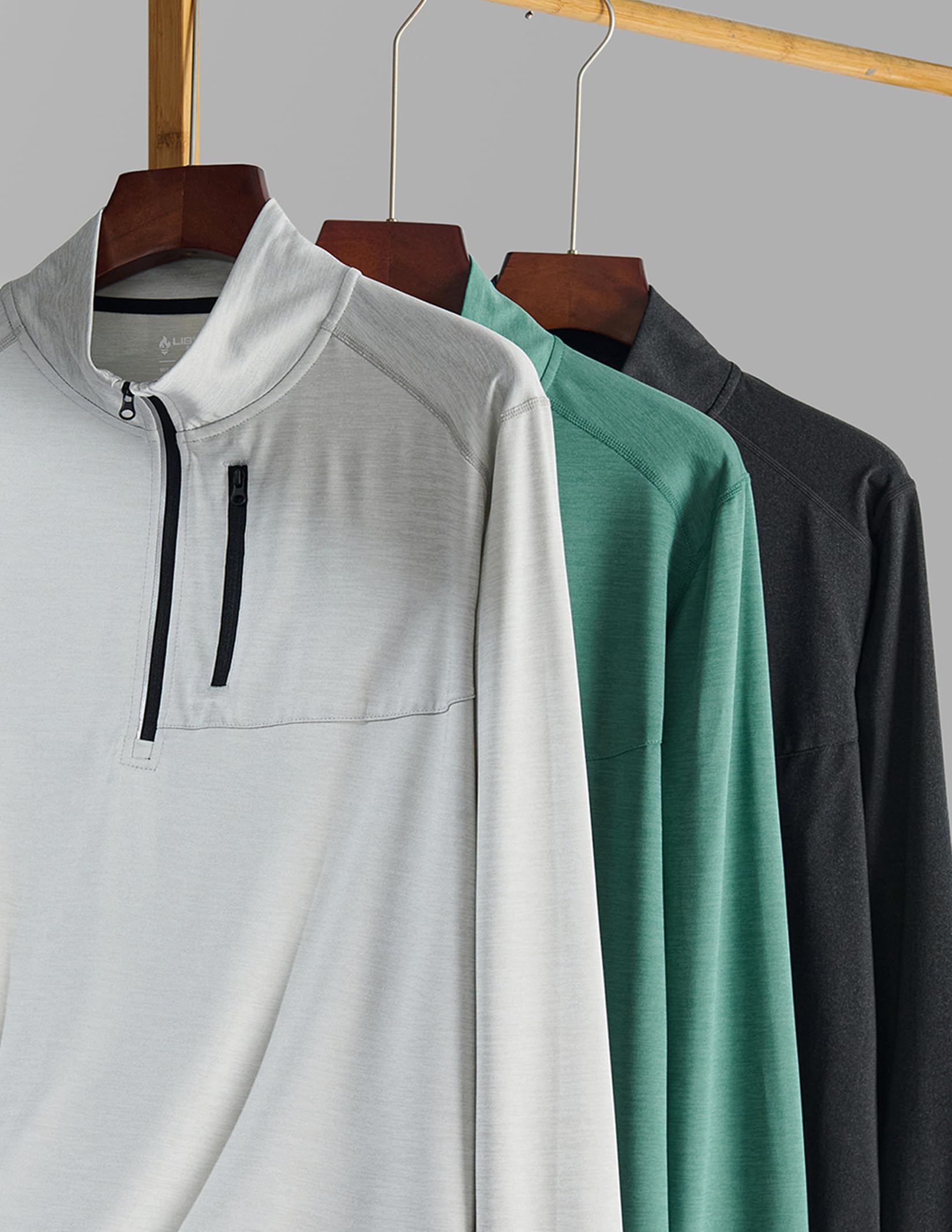 Liberty Imports 3-pak męska bluza z zamkiem błyskawicznym lekka kurtka sportowa z długim rękawem wydajność trening bieganie koszule