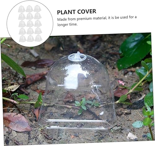 Miniatura 4 de MERRYHAPY 15 Uds. Cubierta de plántulas Cloche Plant Nursery Macetas Domo Mantener a las ardillas fuera de maceta, Mini cúpula de invernadero