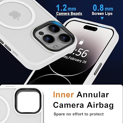 Miniatura 5 de MOCCA Funda magnética fuerte para iPhone 14 Pro Max compatible con Magsafe protección de grado militar de 10 pies translúcida mate delgada a prueba