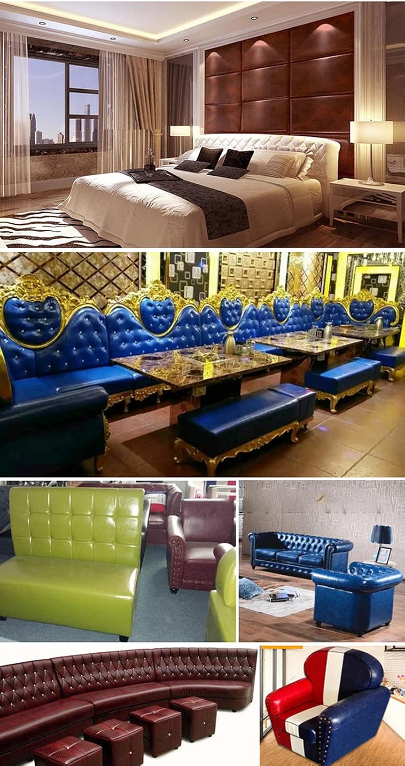 Leatherette Faux Leather Fabric by The Yard for Upholstery Chairs Sofas Sewing Car Bags DIY Crafts 138 cm Wide Sold by The Meter(Color:Khaki Grey)