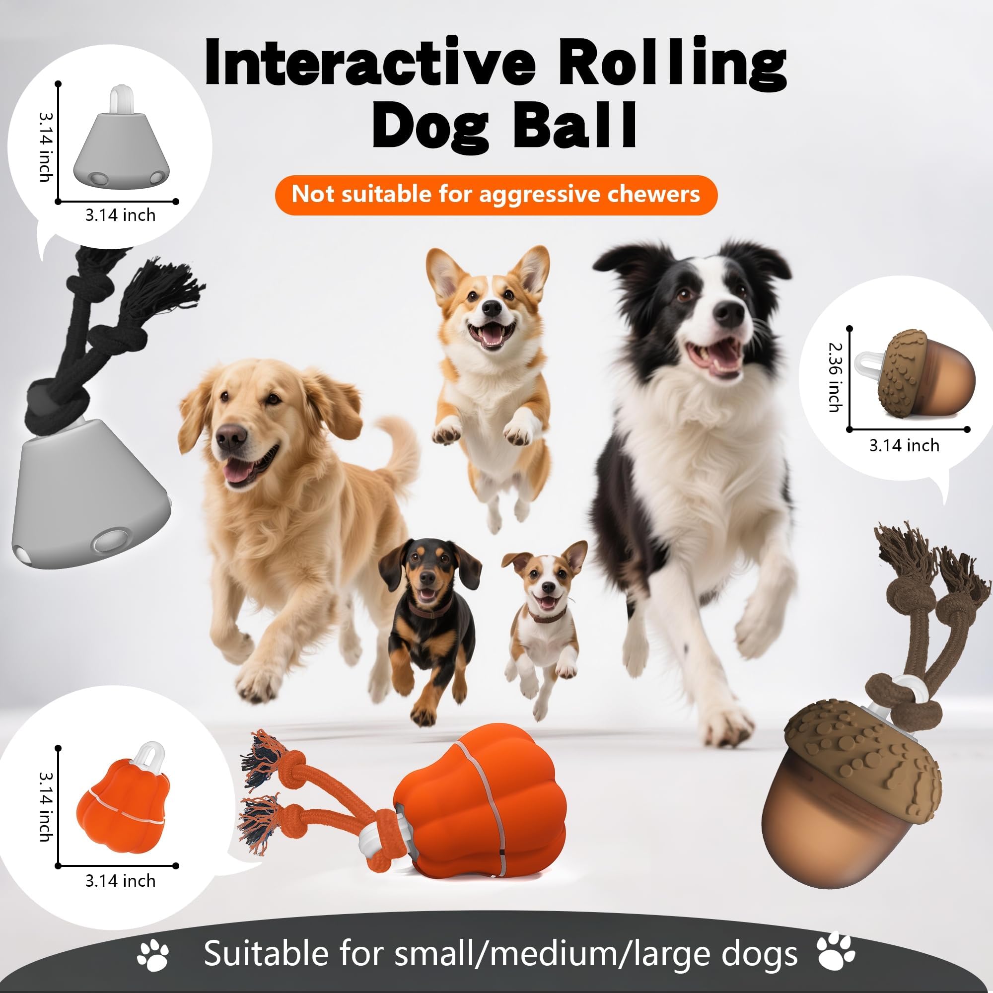 Juguete interactivo para perros con luz LED, bola rodante eléctrica recargable para perros y gatos, juego de mascotas activado por movimiento, juguete de movimiento activo para diversión atractiva