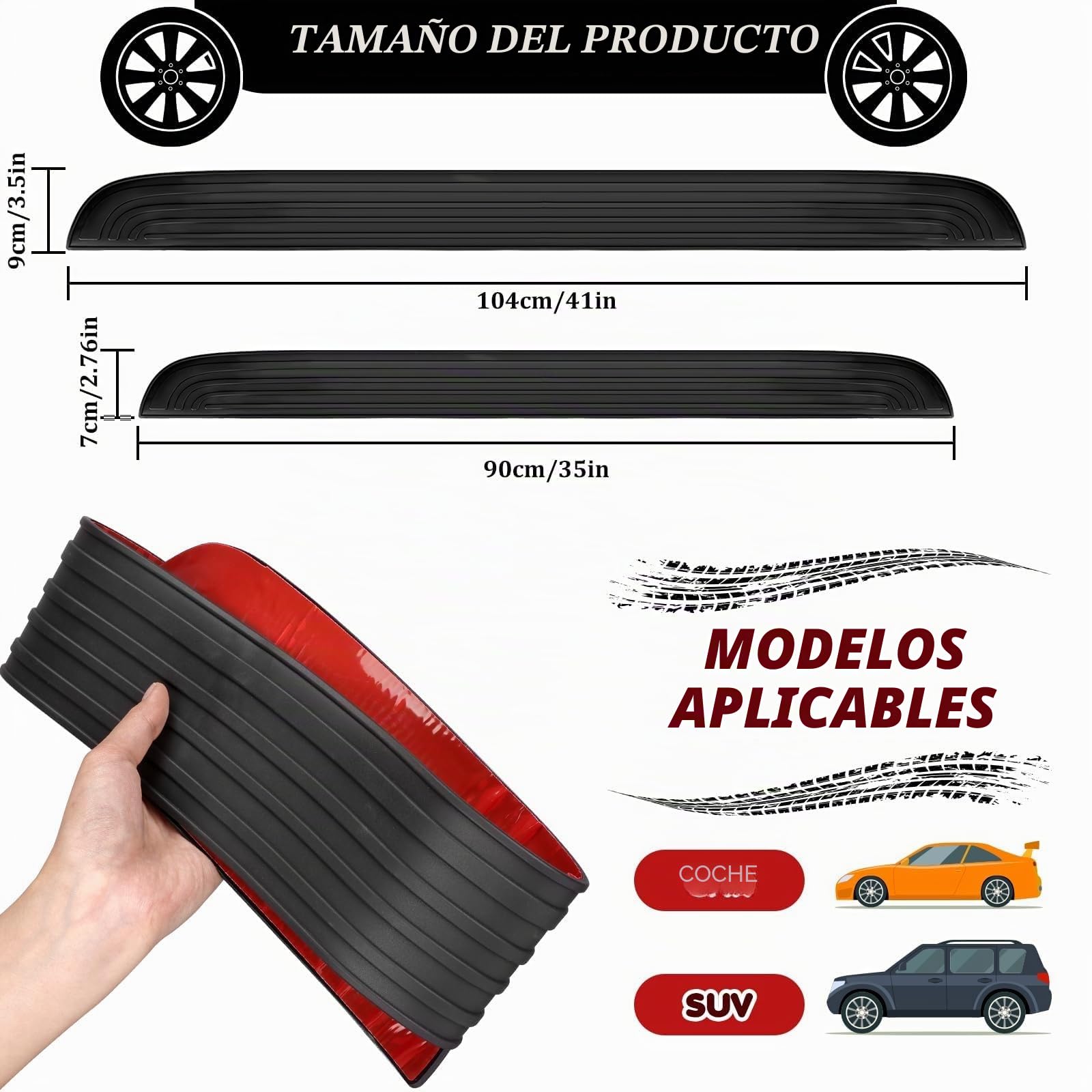 Protector de parachoques trasero para Toyota Corolla Touring Sports XII (E210) 2022 2023 2024 2025, Protector de Parachoques de Goma Tira De Ajuste De Puerta Trasera(Bla-ck,104cmx9cm)
