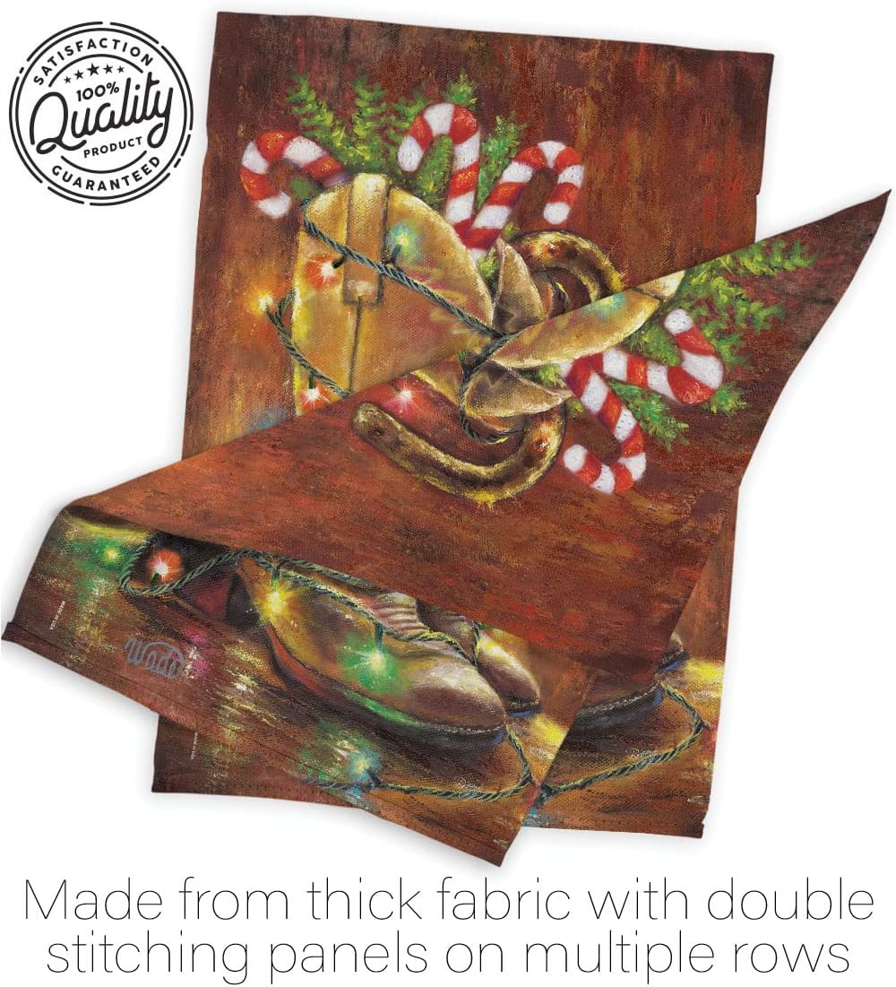 Breeze Decor H114002 Xmas Boots Winter Christmas Decorative Vertical House Flag, 28" x 40", Multi-Color