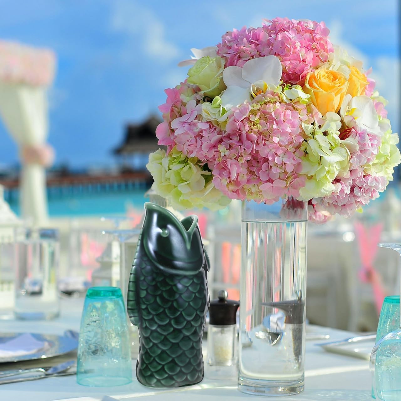 Kichvoe Parrot Ceramic Tiki Mug 7.08In Unique Cocktail Cup for Hawaiian Party Banquet Summer Drinks Reusable Beverage Glass - Image 3