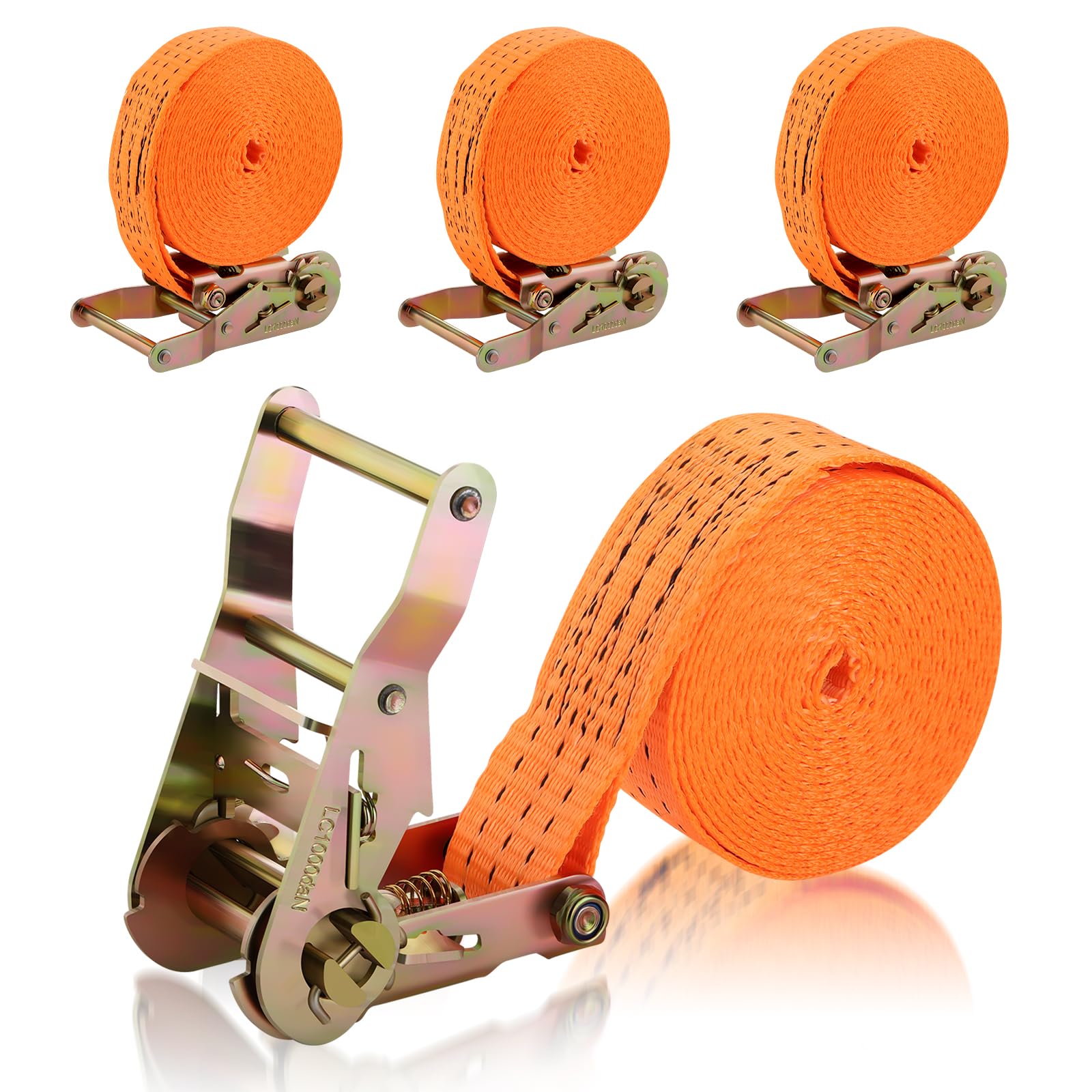 GEARCELL Tie Down Ratchet Straps Heavy Duty, 6M Long, 35mm Wide, Endless Cam Buckle Ratchet Straps 2000kg Load Capacity