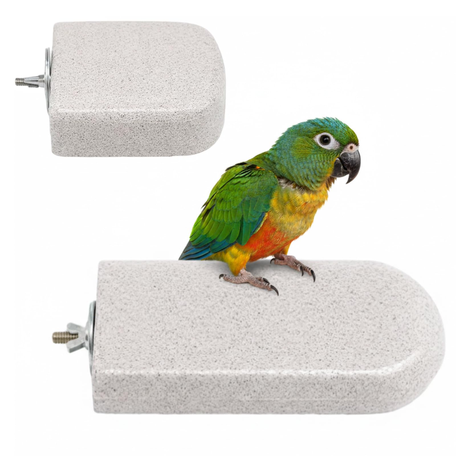 2PCS Parrot Perch, Pet Teeth Grinding Stone and Perch, Natural Pumice Bird Perch Platform, Chewing Exercise Paw Grinding Toy, Multi Function Training Stick for Udgie Cage, Cockatiels, Conures