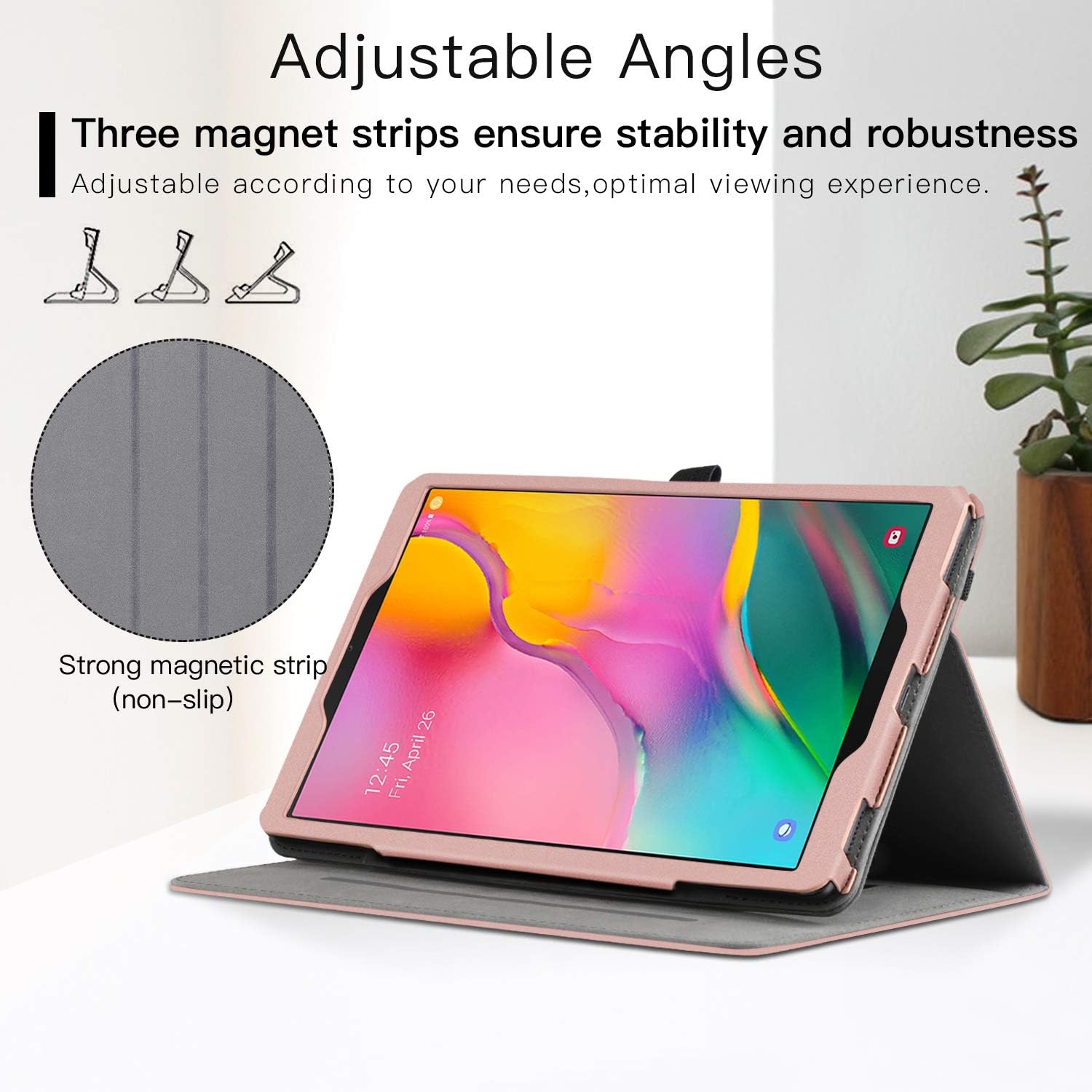 Ztotop Case for Samsung Galaxy Tab A 10.1 2019 - Premium PU Leather Stand Cover for Samsung 10.1 Inch Tablet(SM-T510/T515) with Stylus Holder,Cards Slot and Multiple Viewing Angles,Rose Gold