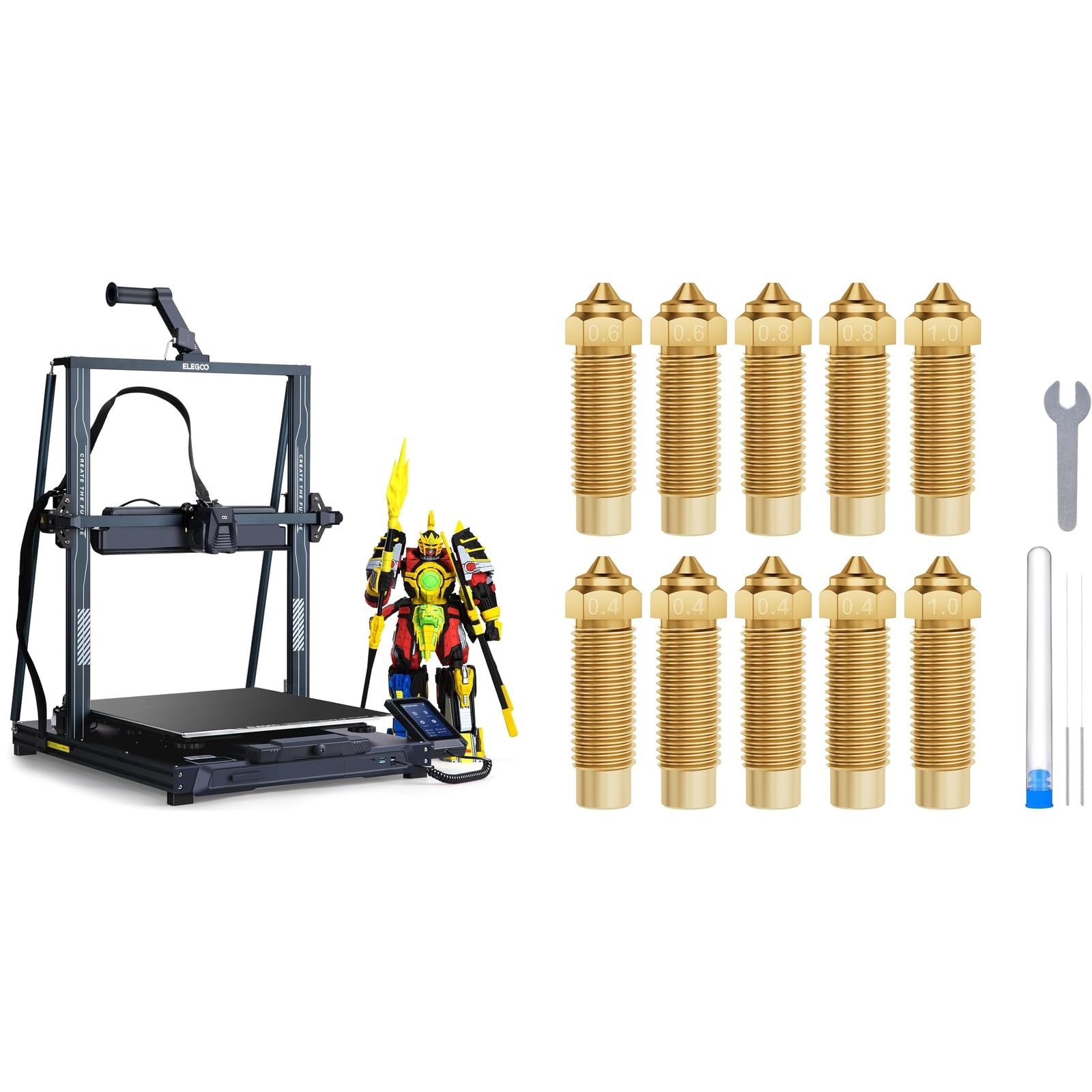 ELEGOO Neptune 4 Max structure rigide stable et kit de 10 buses d'extrusion laiton 0.4mm - 8