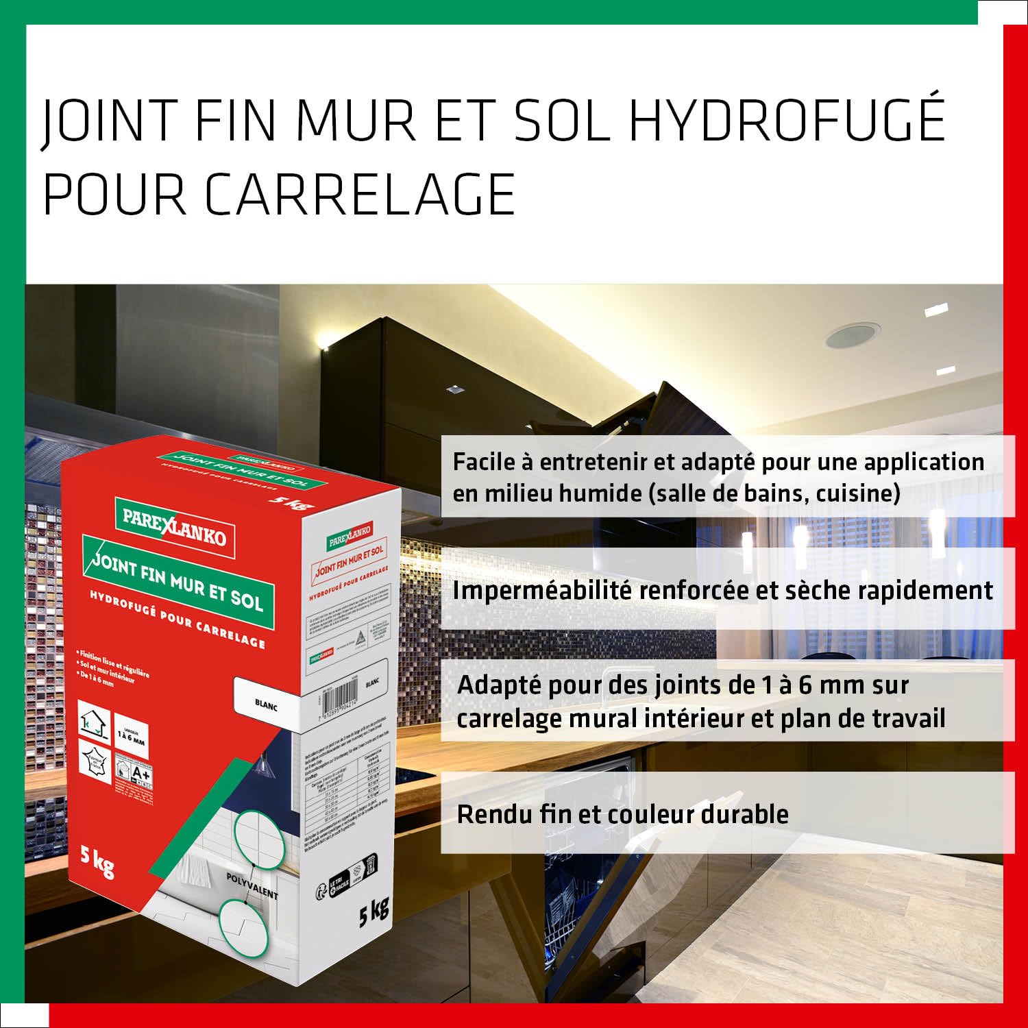 Joint Hydrofugé Pour Carrelage Mural - Pierre De Lave - 2,5kg (jointement 1 à 6mm)
