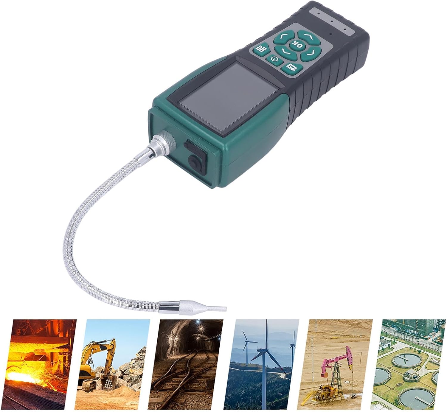 Gas Concentration Meter Analyzer, MiniUSB 5400mAh IP65 Gas Concentration Detector Temperature Digital Compensation PC Housing Ex 5VDC
