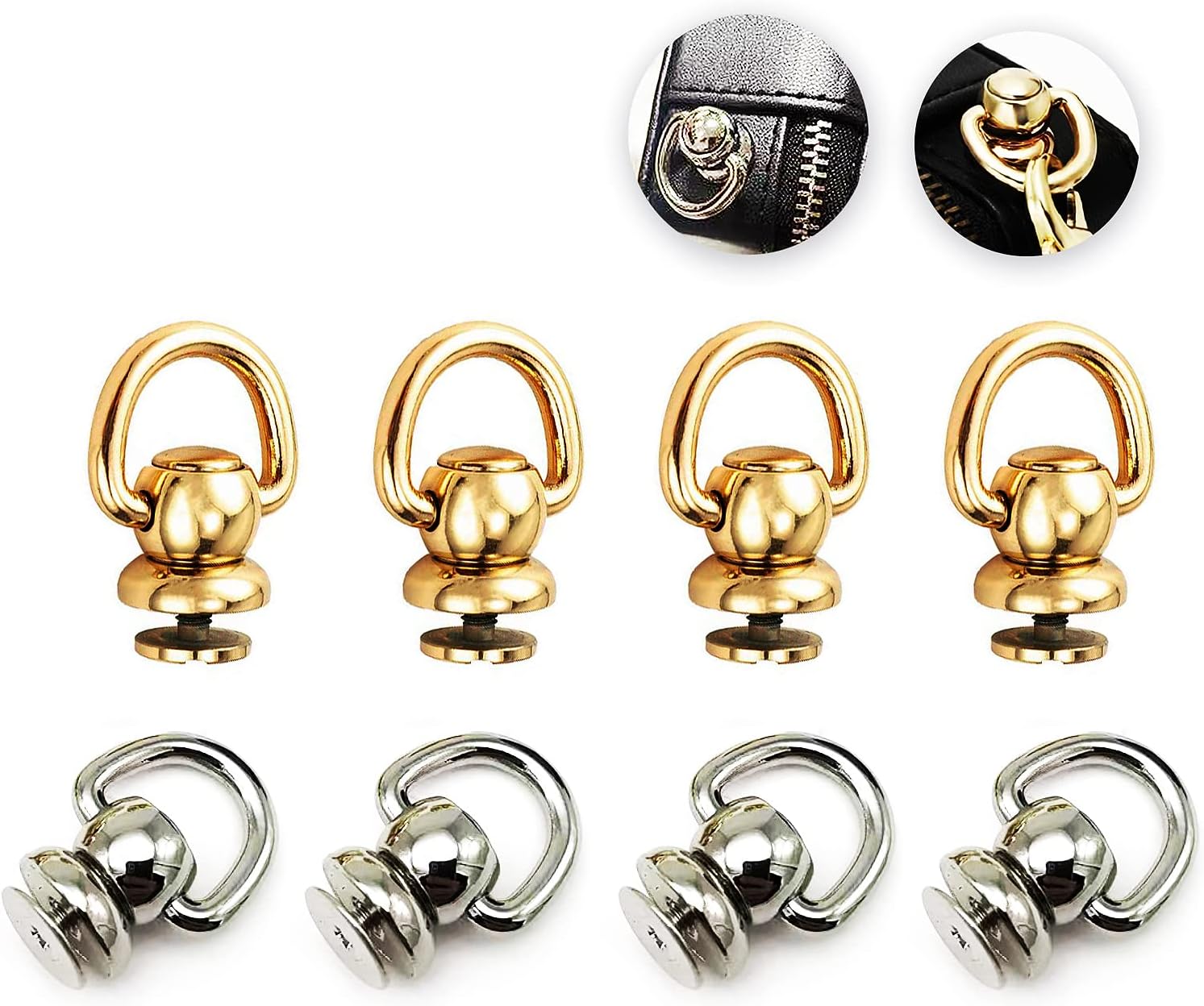 Amazon.com: D Ring for Purse Leather Rivets 8pcs Metal Ball Studs Screw ...