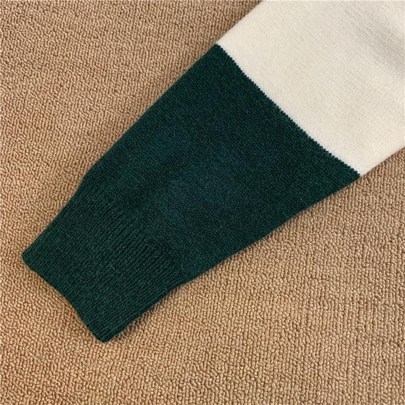 GURUNVANI Patchwork Sweater Mens Colorblock Jumper Cable Knitted Pullover Oversized - Image 8