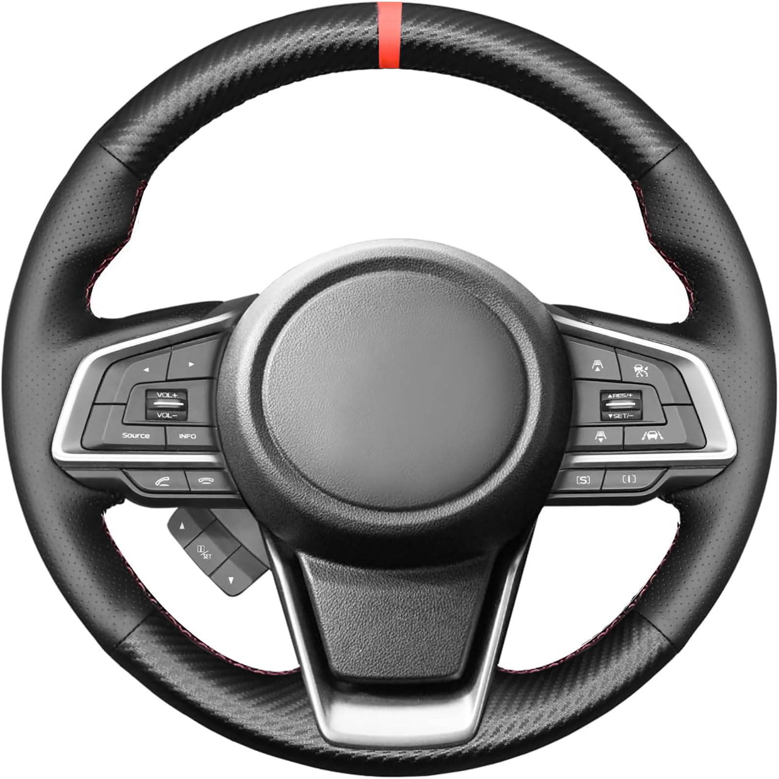 LonckyGenuine Leather Steering Wheel Cover for Subaru Outback 2018-2024/ Forester Ascent 2019-2023 /Crosstrek 2018-2024 /Impresza 2017-2024 / Legacy 2018-2024 Accessories