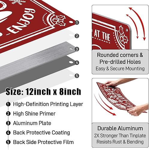 Miniatura 6 de Letrero de barra de chocolate caliente, letreros de Navidad de metal rojo para cocina, barra de cacao caliente, decoración de estación de café,