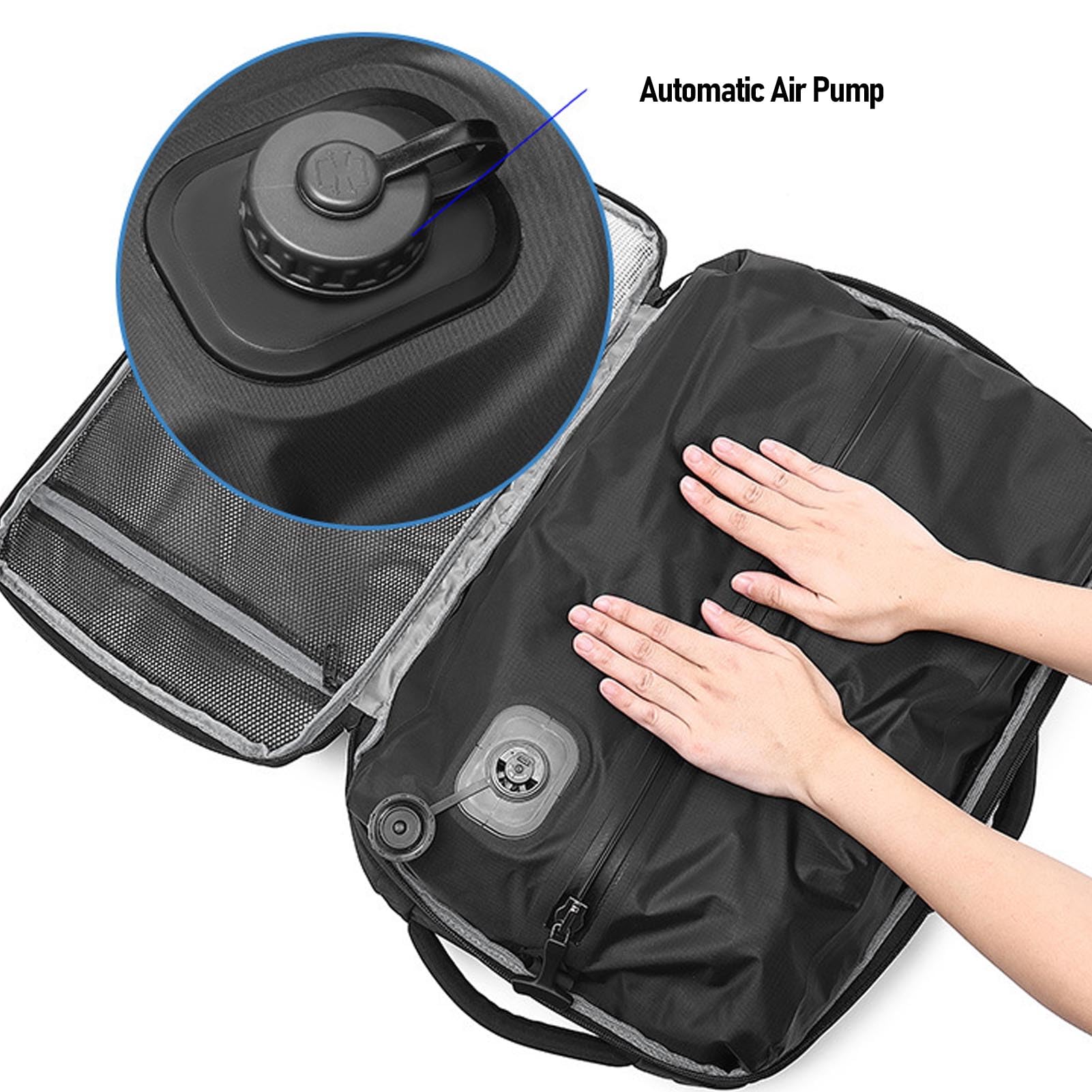 SIXRUN 22L Sac à Dos de Compression de Grande capacité avec Pompe à Vide, 50% Plus D'emballage, Compartiment pour Ordinateur Portable et Poches Multiples, Sac à Sec Humide, Poche
