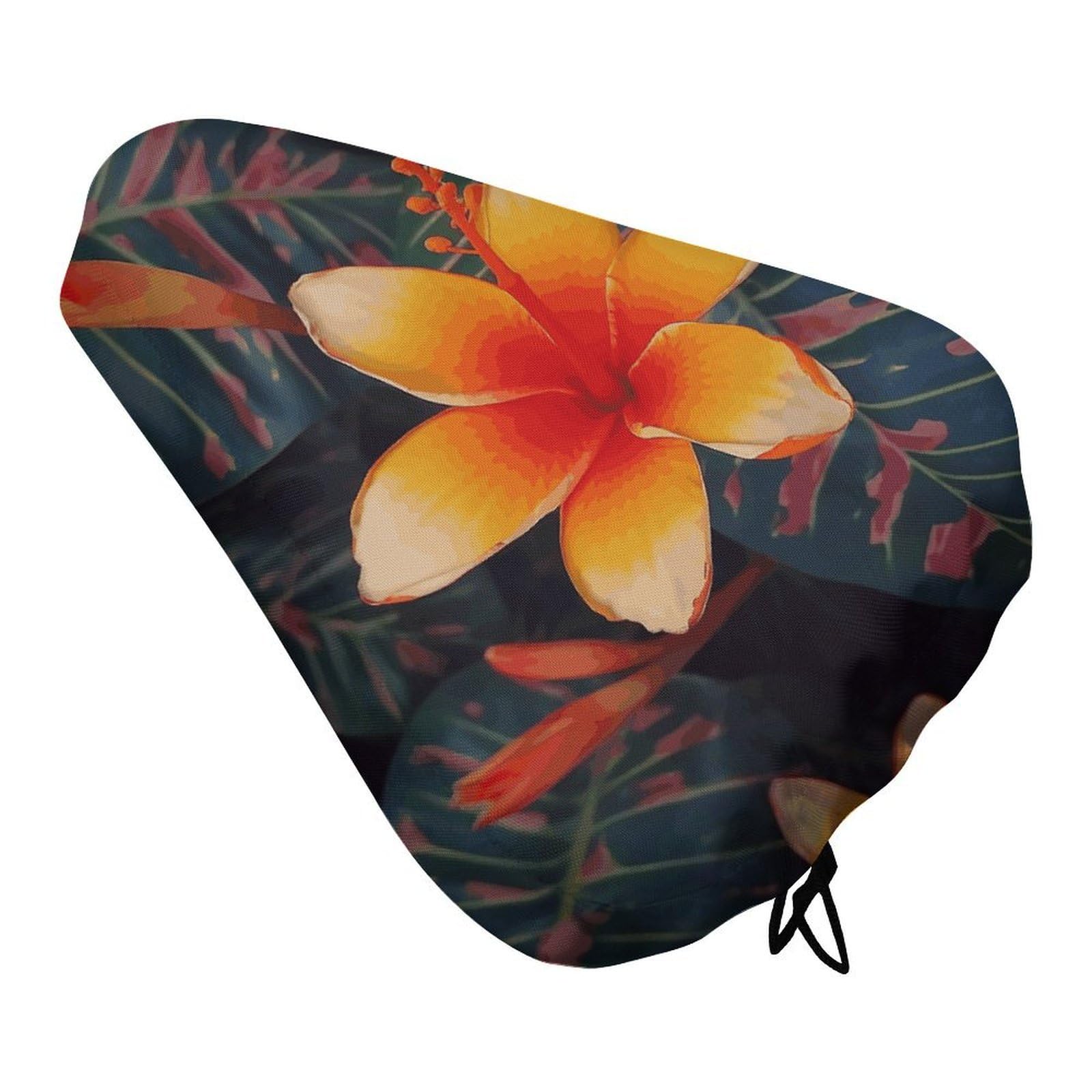 Bike Seat Cover Waterproof Hawaii Tropical Flower Bicycles Saddle Covers with Adjustable Drawstring Resistant Rain Dust Bicycle Cushion Protective Fits Most Bikes