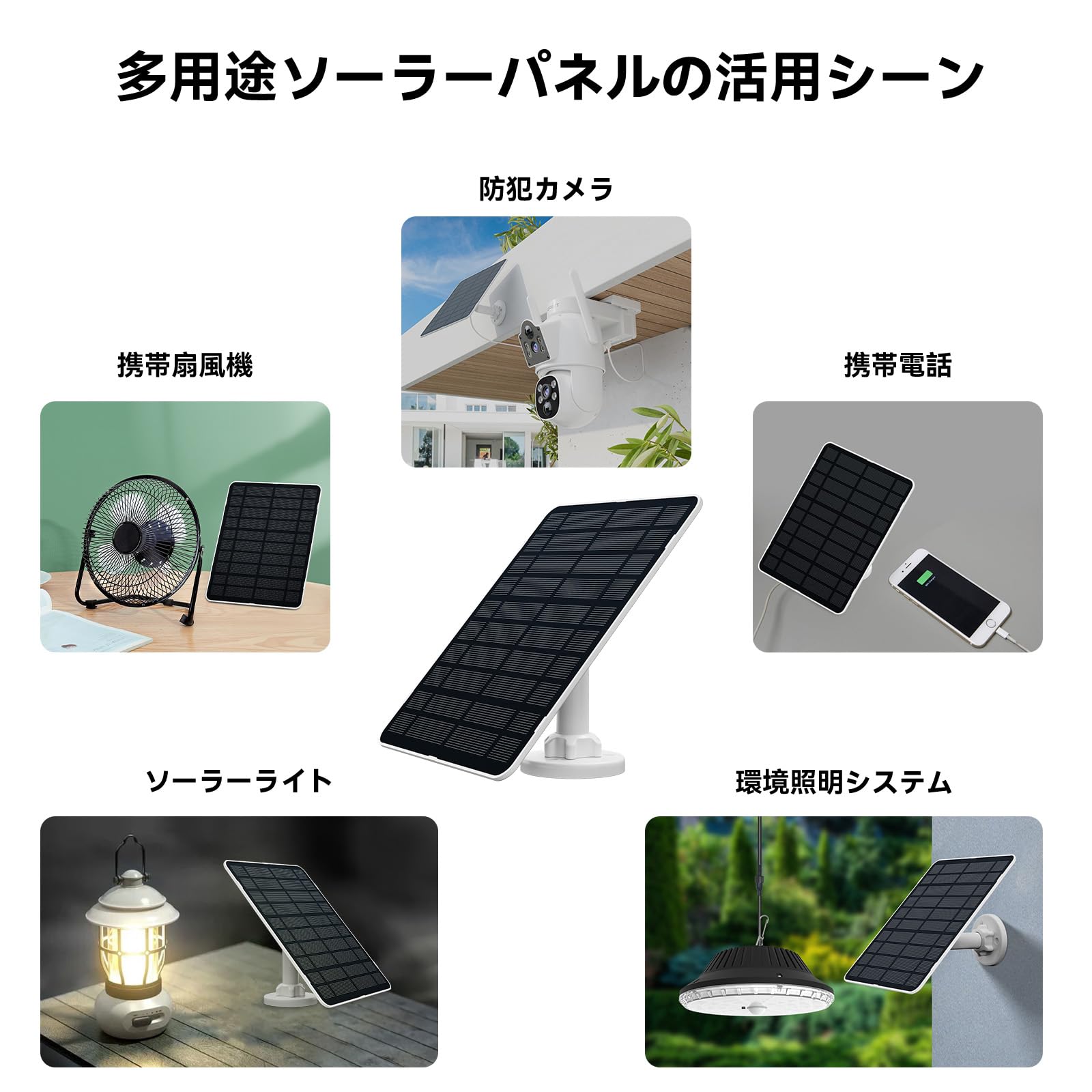 Amazon | VORGUT ソーラーパネル 5W/5V 防犯カメラ用 3Mケーブル付き