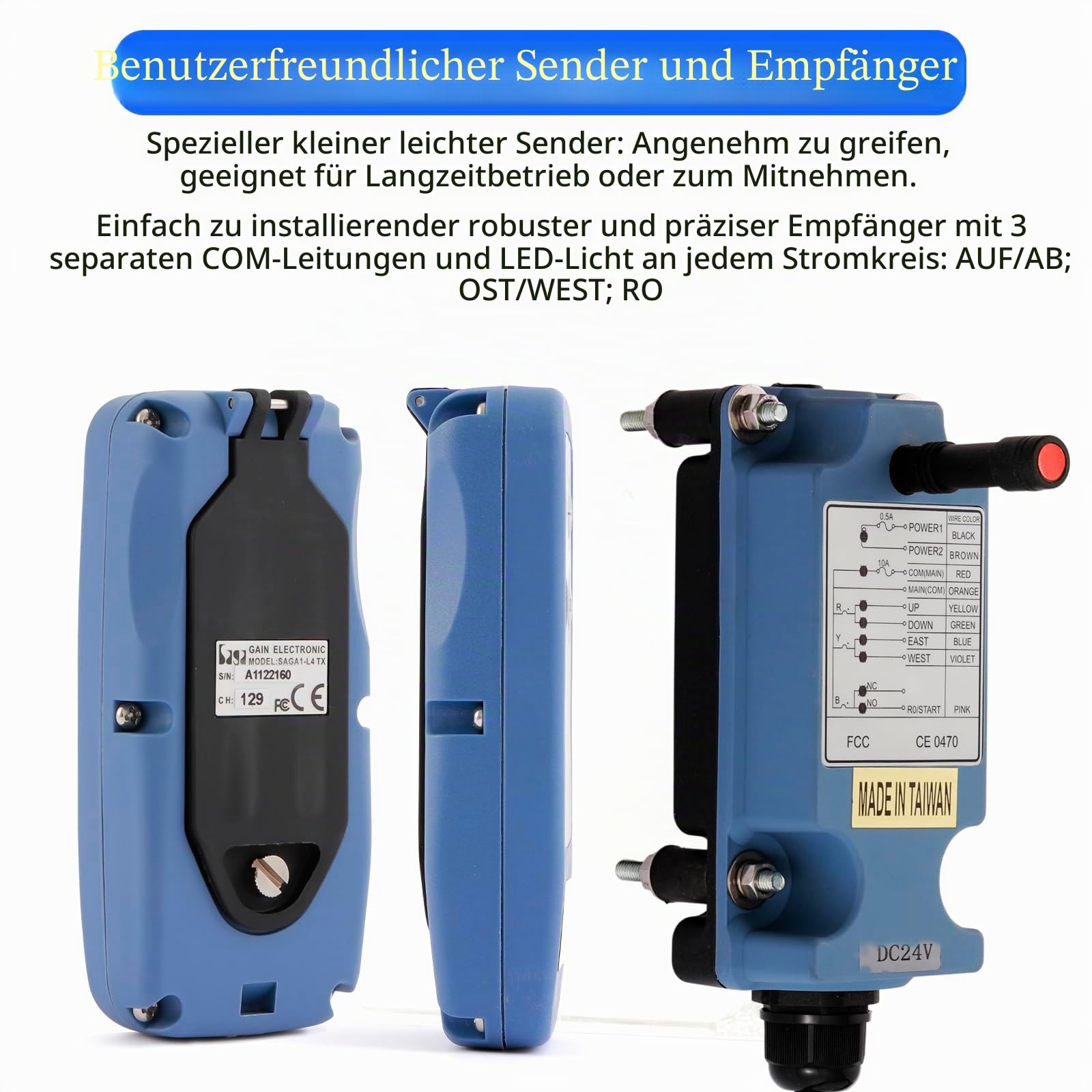 12V 24V 4 Kanäle Tasten Mini Drahtlose Kran Fernbedienung für Brückenkran Industrielle Elektrisch Hebezeug Winde Kippanhänger Funk Sender und Empfänger Saga L6