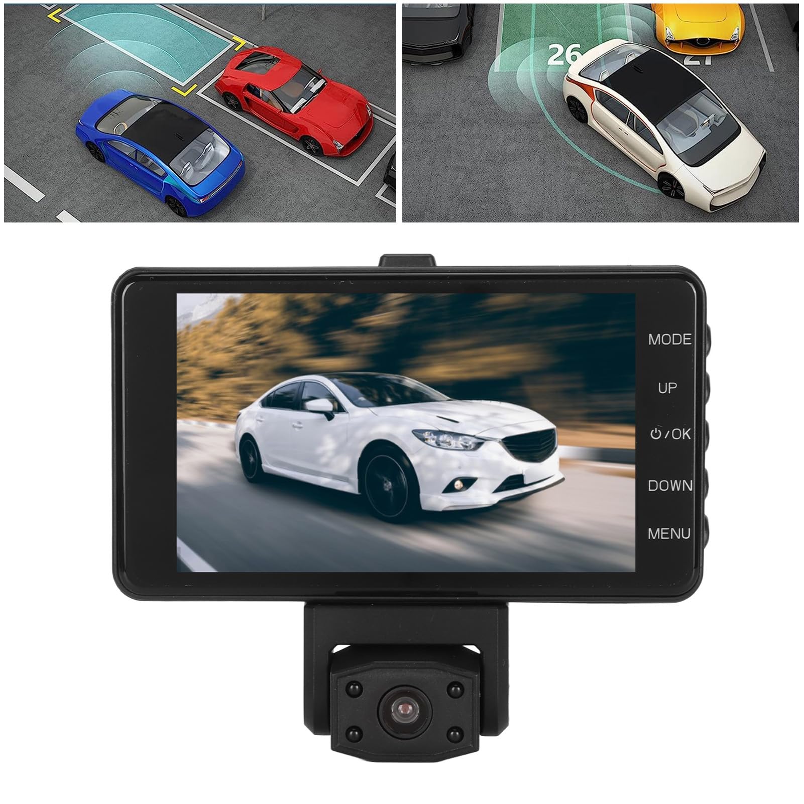Grabadora de Cámara de Salpicadero de Coche 2K HD de Triple Lente con Visión Nocturna y Pantalla IPS de 3,9, Grabadora de Conducción Ultra HD, Cámara de Salpicadero de