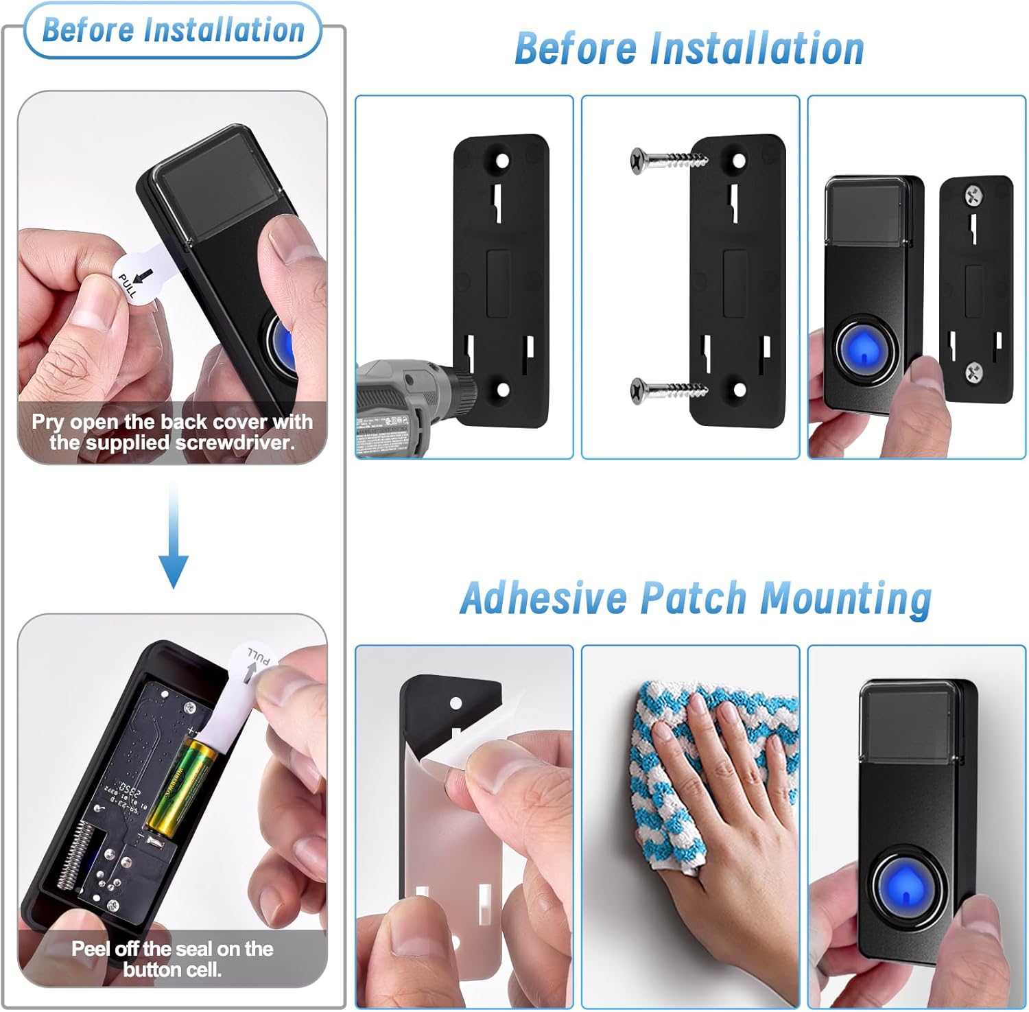 Step-by-step installation guide for the doorbell transmitter