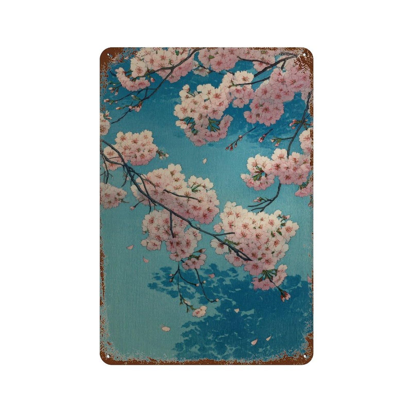 xiaoxiaoshen Cherry Blossom. Japanese Woodblock Style Ukiyo Wall Decor Art Metal Tin Poster Modern Home Decor Art Home Bar Shop Decorations Vintage Sign 30x20cm