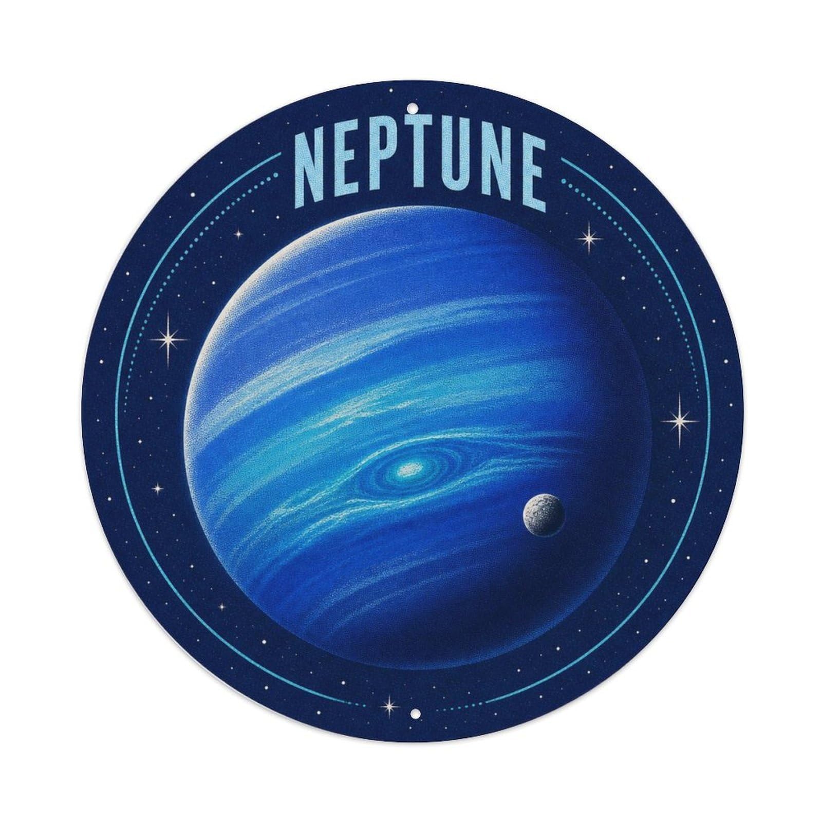 Space Exploration Neptune Blue Planet Celestial Metal Tin Sign Plaque Wall Decor for Cafe, Man Cave, Club Bar, Office, Home Garden Round Metal Poster 8x8Inch