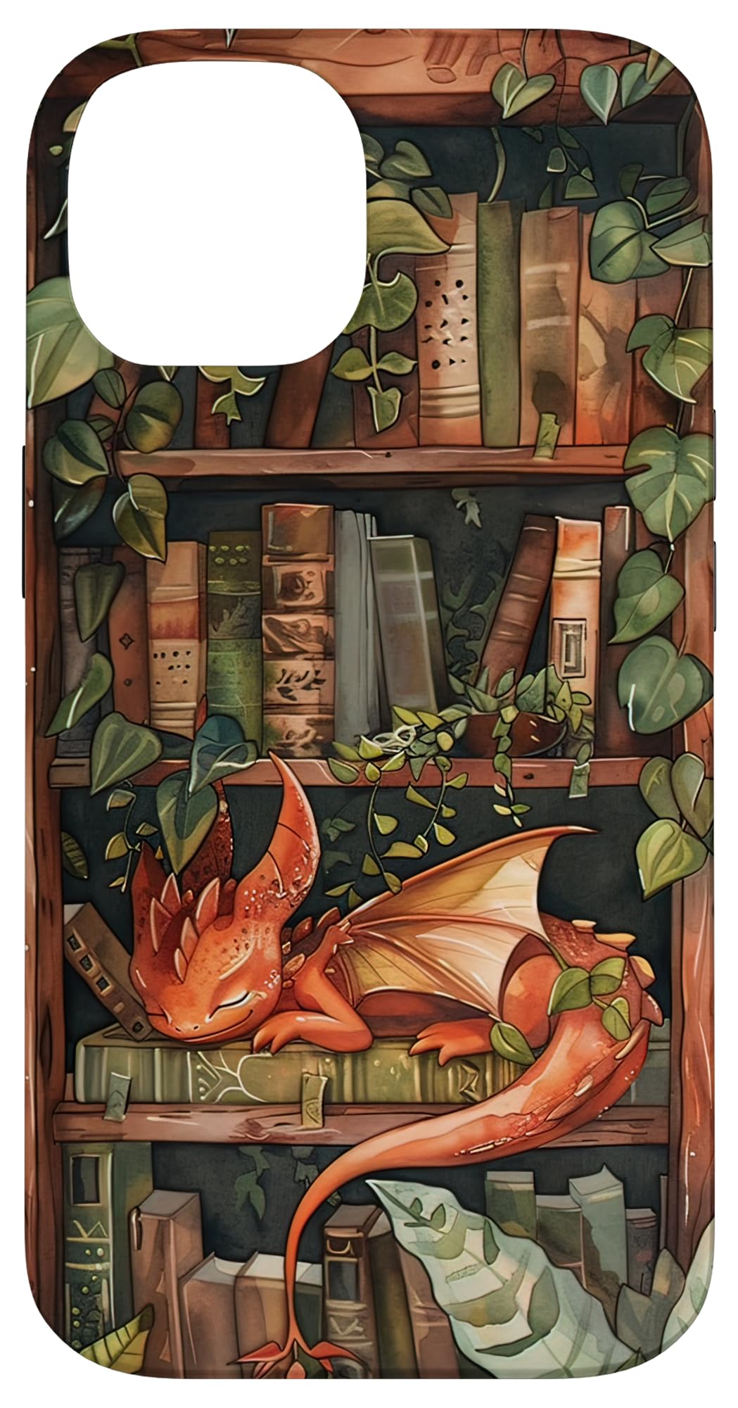 Cute Dragon Books Cottagecore Flower Bookworm Book Lover Case for iPhone 14
