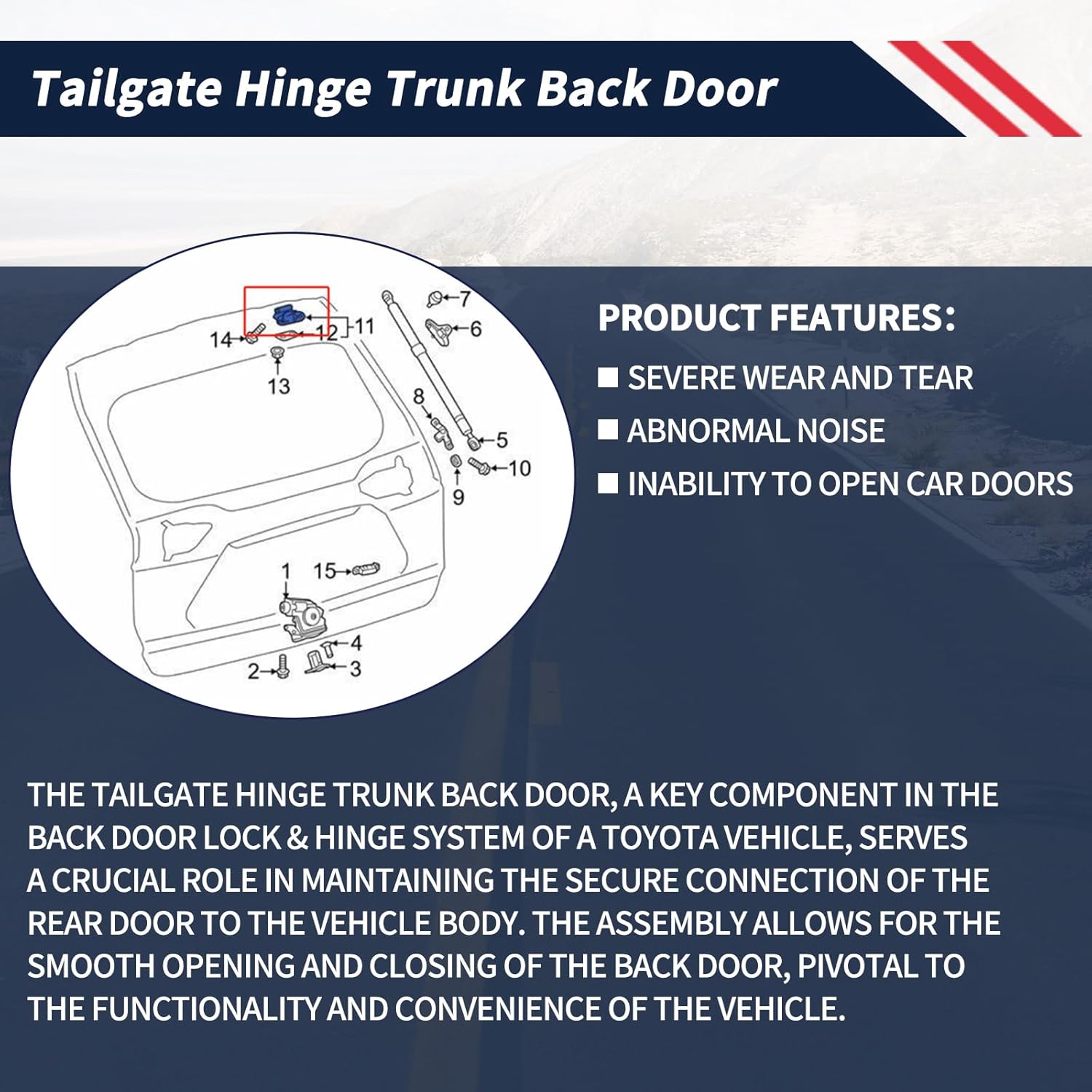 2 Pcs Tailgate Hinge Trunk Back Door Compatible with Toyota Rav4 2019 2020 2021 2022 2023, Replace 68810-0R032/ 688100R032