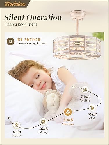 Miniatura 2 de Ventiladores de techo enjaulados de 16 pulgadas con luces y control remoto, ventilador de techo sin aspas con 6 velocidades y temporizador, luces de