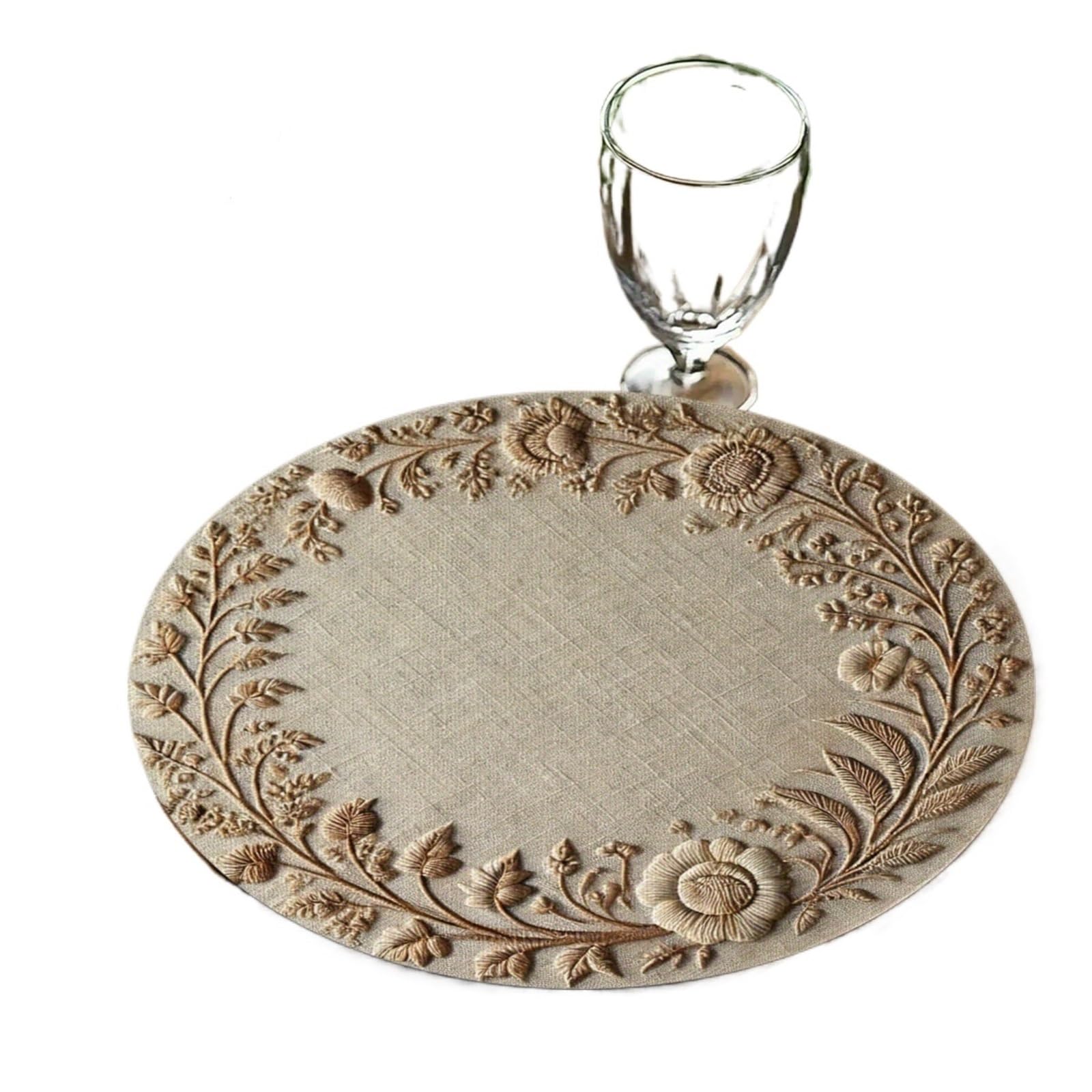 Tischset Rundes Tischset aus Reispalmen-Spitze, wasserdicht, ölbeständig, nordischer Stil, künstlerische Atmosphäre, Tischdekoration(YM-8PC38X38CM(1X1FT)