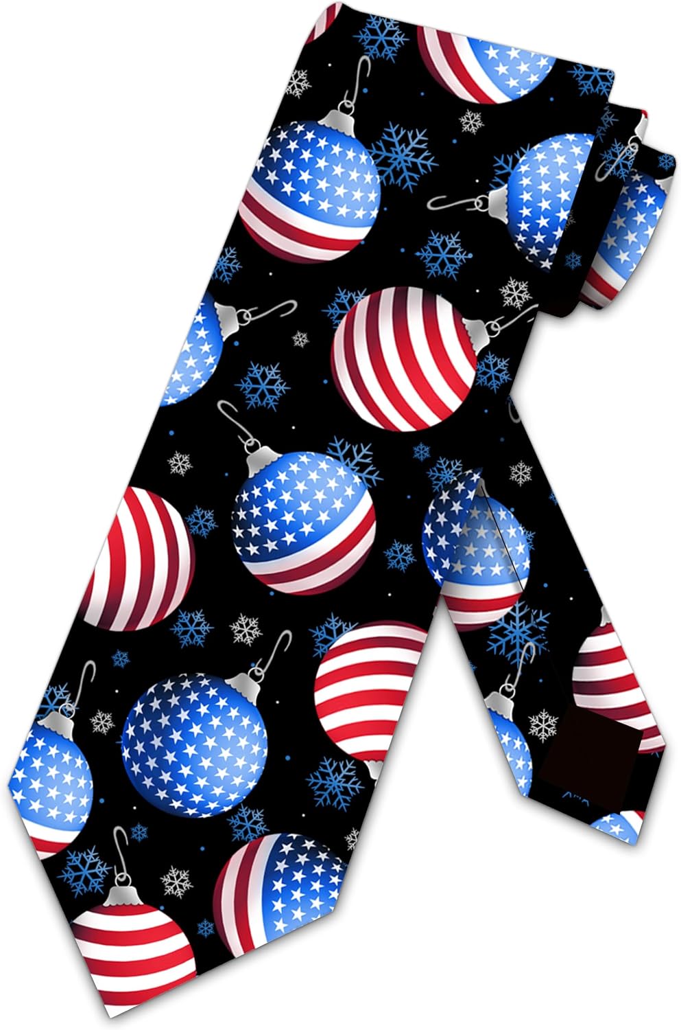 Three Rooker US Patriotic Christmas Tie Mens USA Flag Necktie Christmas Neckties Holiday Ornament Ties