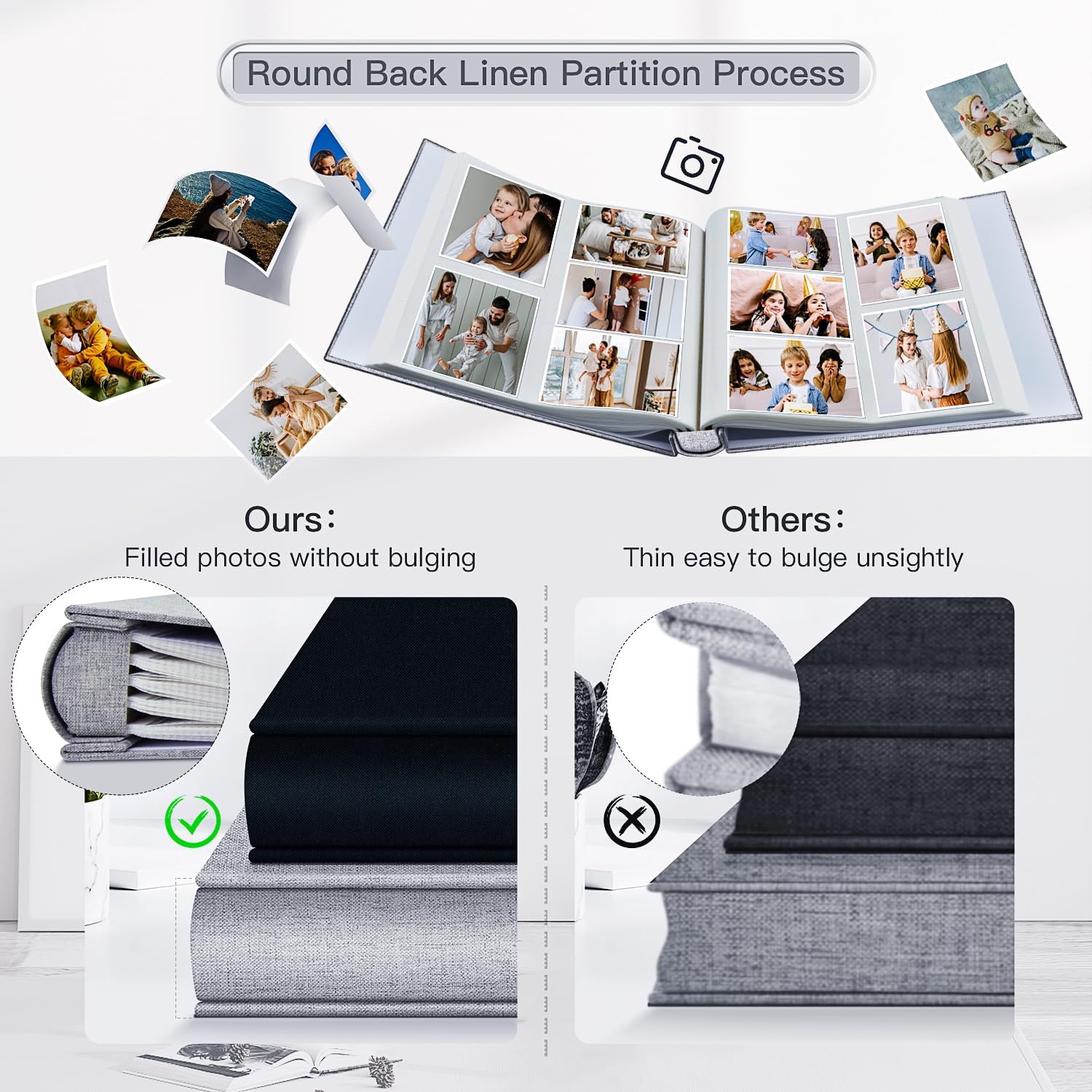 popotop Photo Album 4x6-600 Photos Photo Books with 600 Horizontal and Vertical Pockets,Linen Cover Albums for Family Wedding Anniversary Baby Vacation Pictures