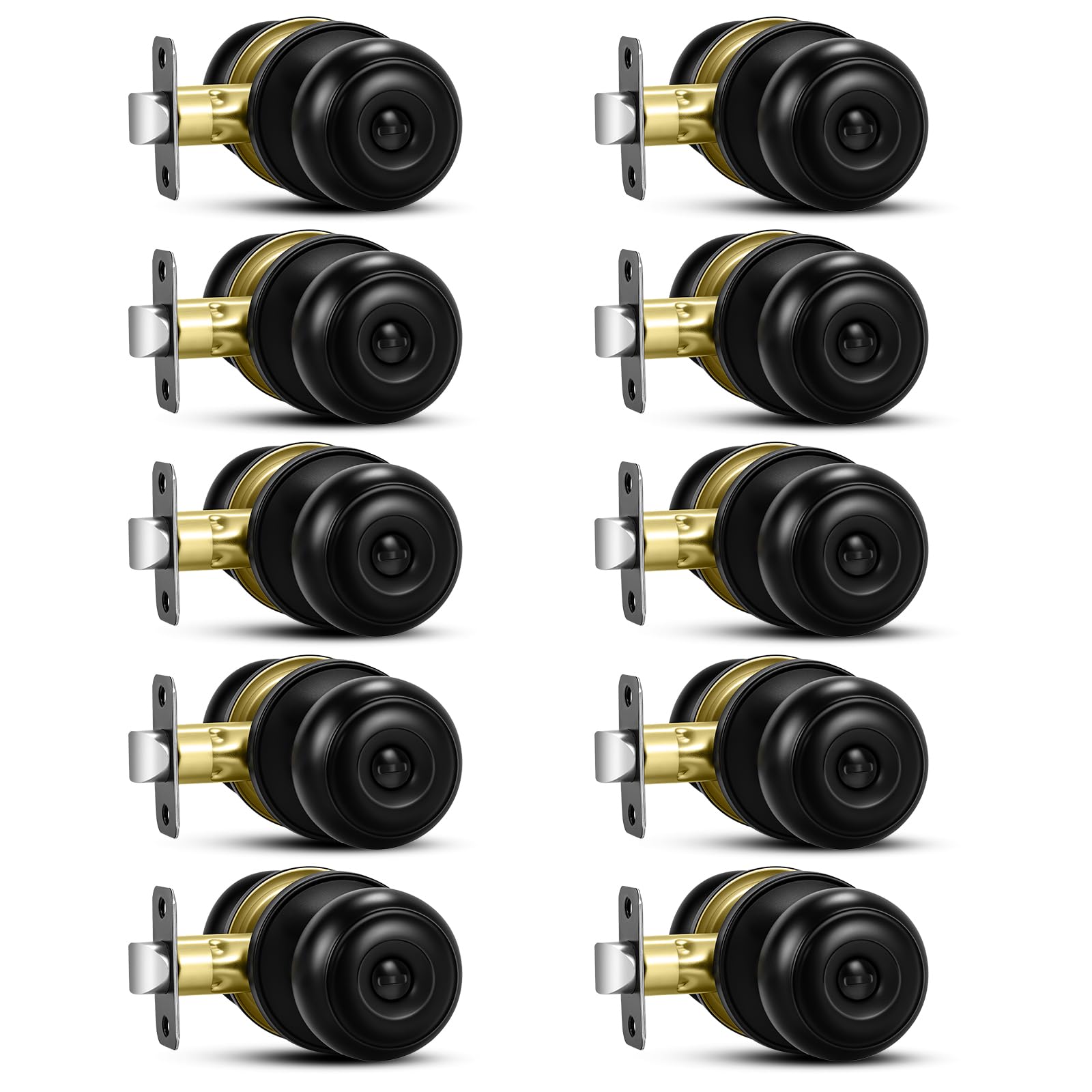 Photo 1 of Plustool Matte Black Keyless Round Ball Door Knobs (10 Pack)