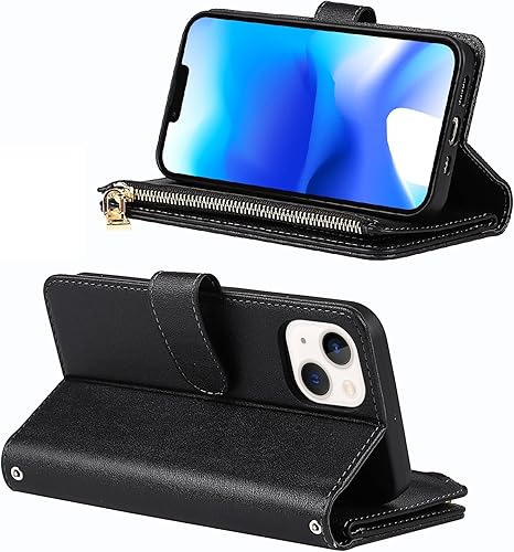 Miniatura 6 de Jaorty Funda cruzada para iPhone 14 con tarjetero para mujer, iPhone 14 con correa para hombre, cierre magnético de piel sintética con soporte de