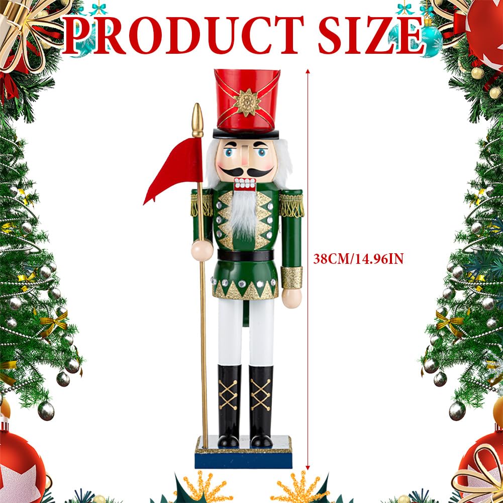 Jodsen Große Weihnachten Nussknacker Soldat Holz 38cm/15inchs Weihnachten Nussknacker Figuren Ornamente Traditionelle Puppe Weihnachtsschmuck Weihnachtsdekoration Christbaumschmuck Tischdeko Geschenk