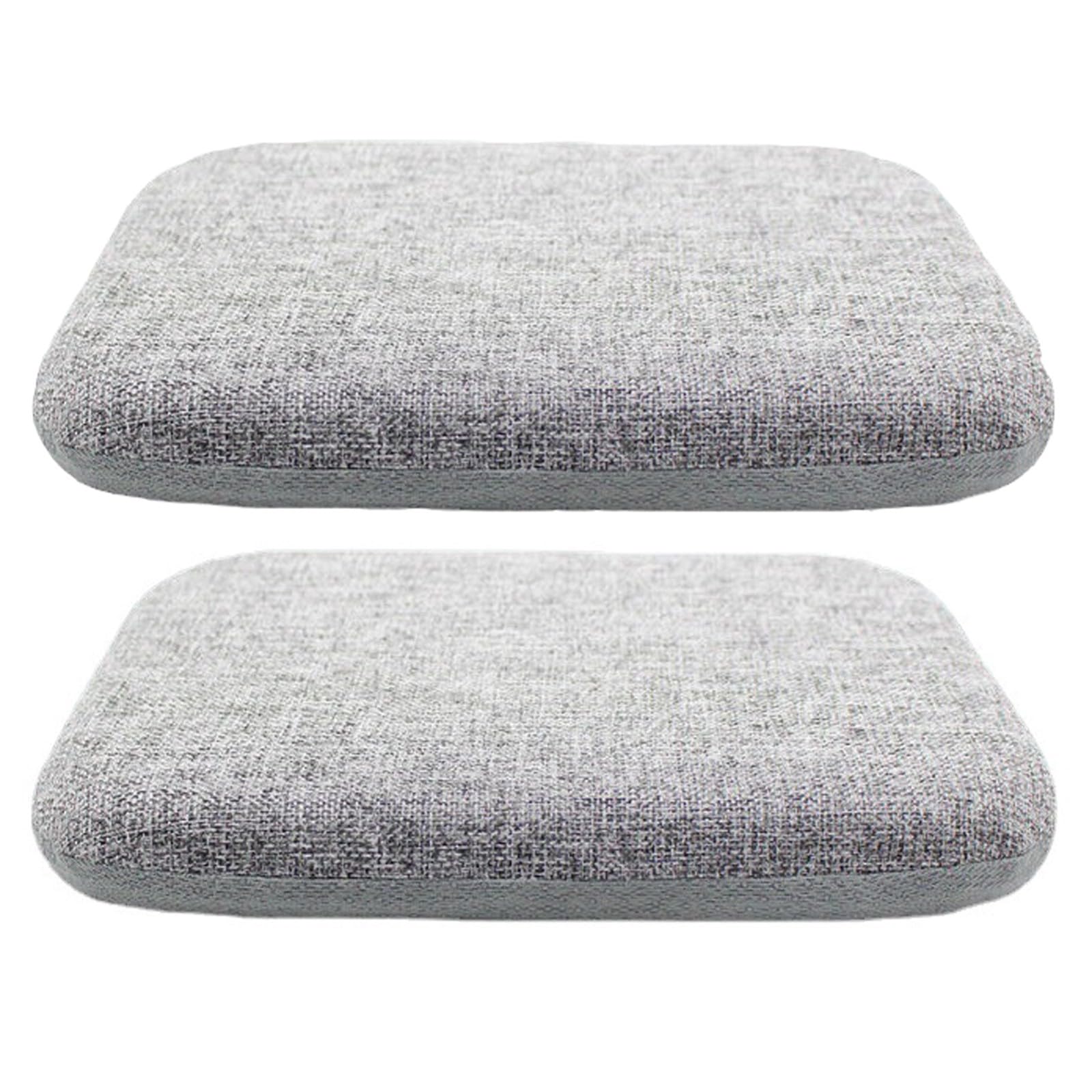 Poduszki do siedzenia z pianki z pamięcią kształtu, 2 sztuki, z wiązaniami, antypoślizgowe, o grubości 4 cm, zmywalne, lniane, szare, 45 x 45 cm – idealne do wystroju wnętrz, komfortu i wsparcia.