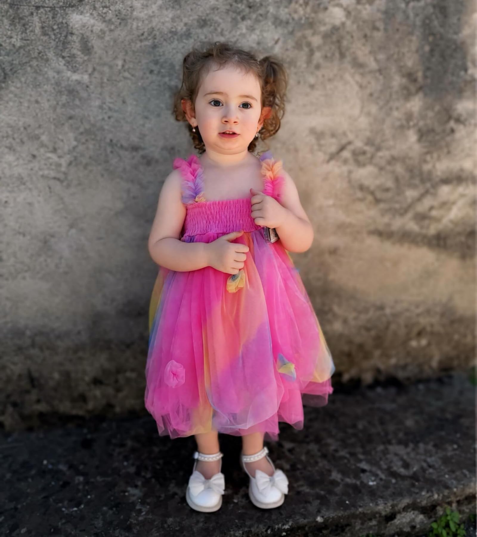 Miipat Bambina Abitini Tulle Farfalla Senza Maniche Abiti Estivi Neonate Bambine Principessa tutù Vestito Floreali Festa di Nozze Abito di Compleanno per la Ragazza