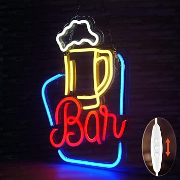 FITNATE Neon Bar Sign, USB Powered Adjustable Brightness LED Light decor