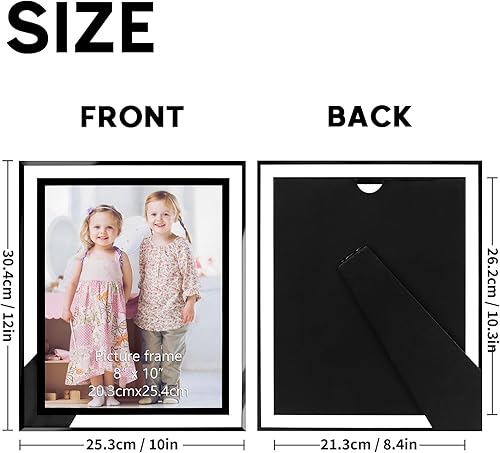 Miniatura 2 de Portarretratos de vidrio para fotos de 8 x 10 pulgadas, paquete de 4 marcos transparentes con decoración de rayas negras, vertical u horizontal en