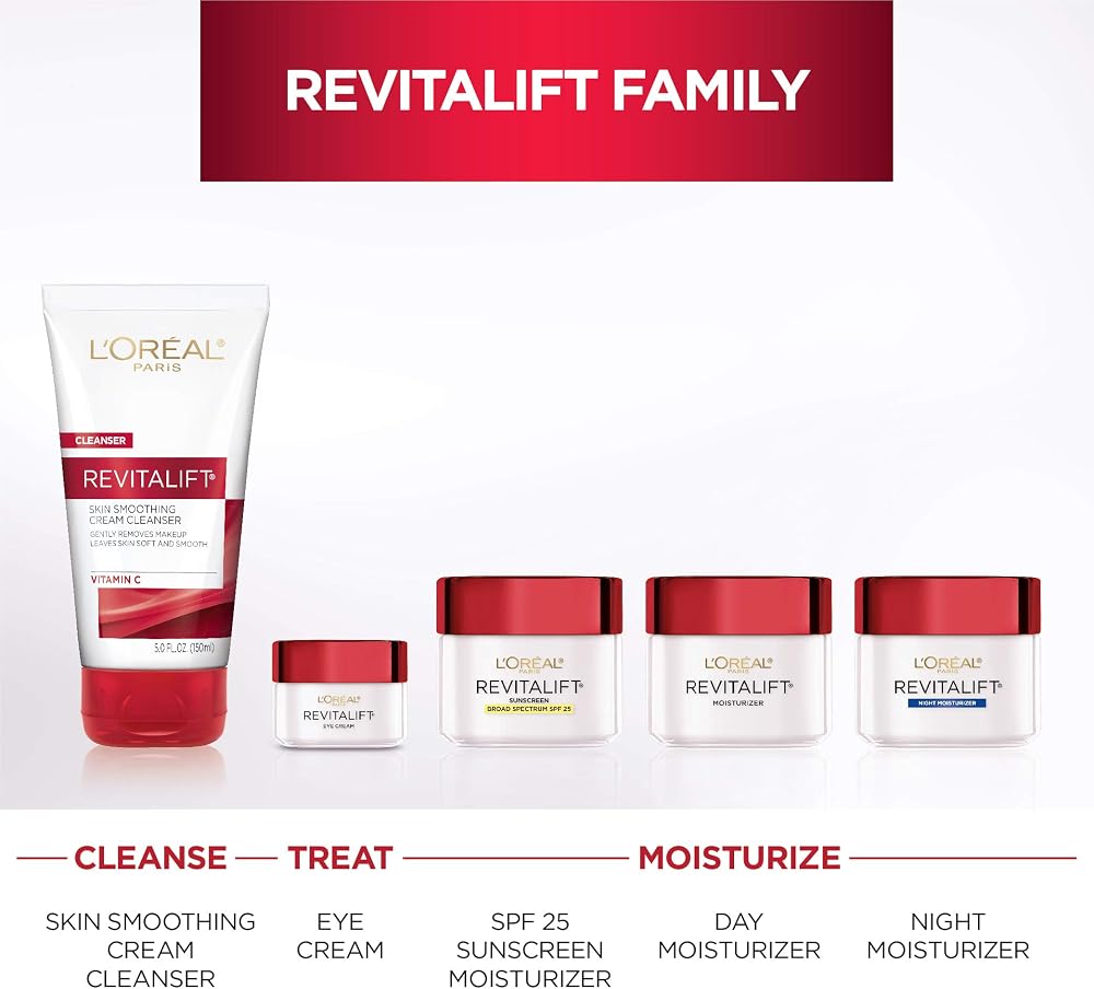 L'Oreal Paris Revitalift Daily Cream Cleanser, Gentle Makeup Remover Face Wash with Vitamin C 5 fl. oz (Pack of 2)