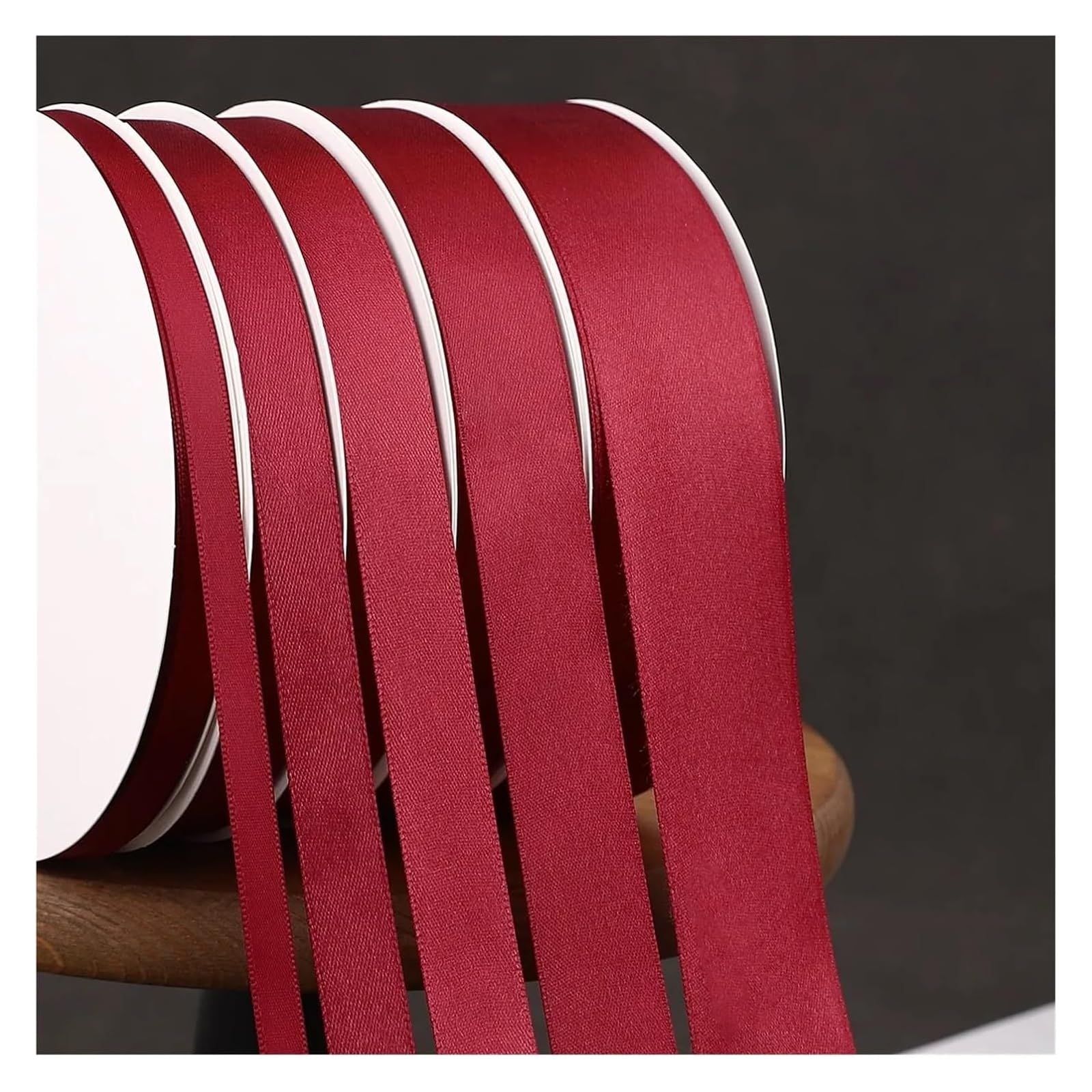 Cintas para envolver tartas, Cinta roja vino de múltiples anchos 100 yardas(1cm)
