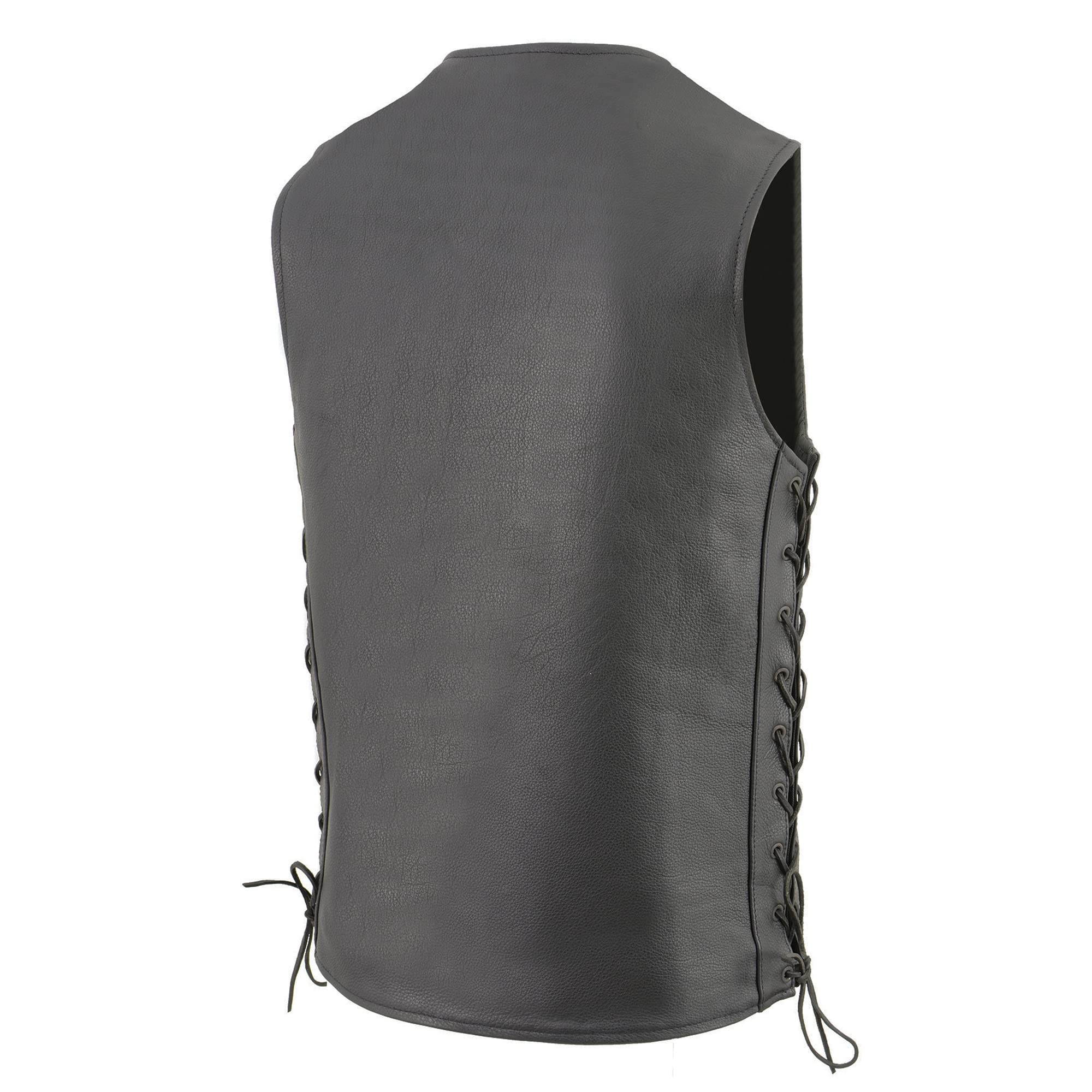 Milwaukee Leather MLM3520 Men's Straight Bottom Side Lace Black Leather Vest (3X-Large)