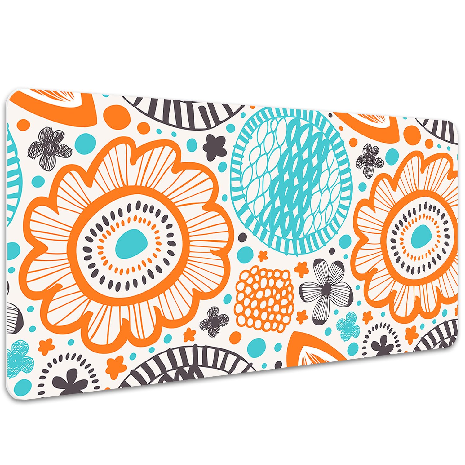 Sottomano per Tastiera 100x50 cm Impermeabile in Vinile PVC Protezione e Decorazione Facile da Pulire Superficie Protettiva per Ufficio e Casa Antiscivolo - Fiore pastello