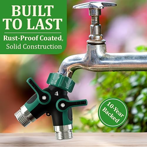Miniatura 3 de Divisor de manguera de 2 vías, conector de metal resistente, divisor de manguera de jardín bidireccional, adaptador de babero de grifo de grifo de