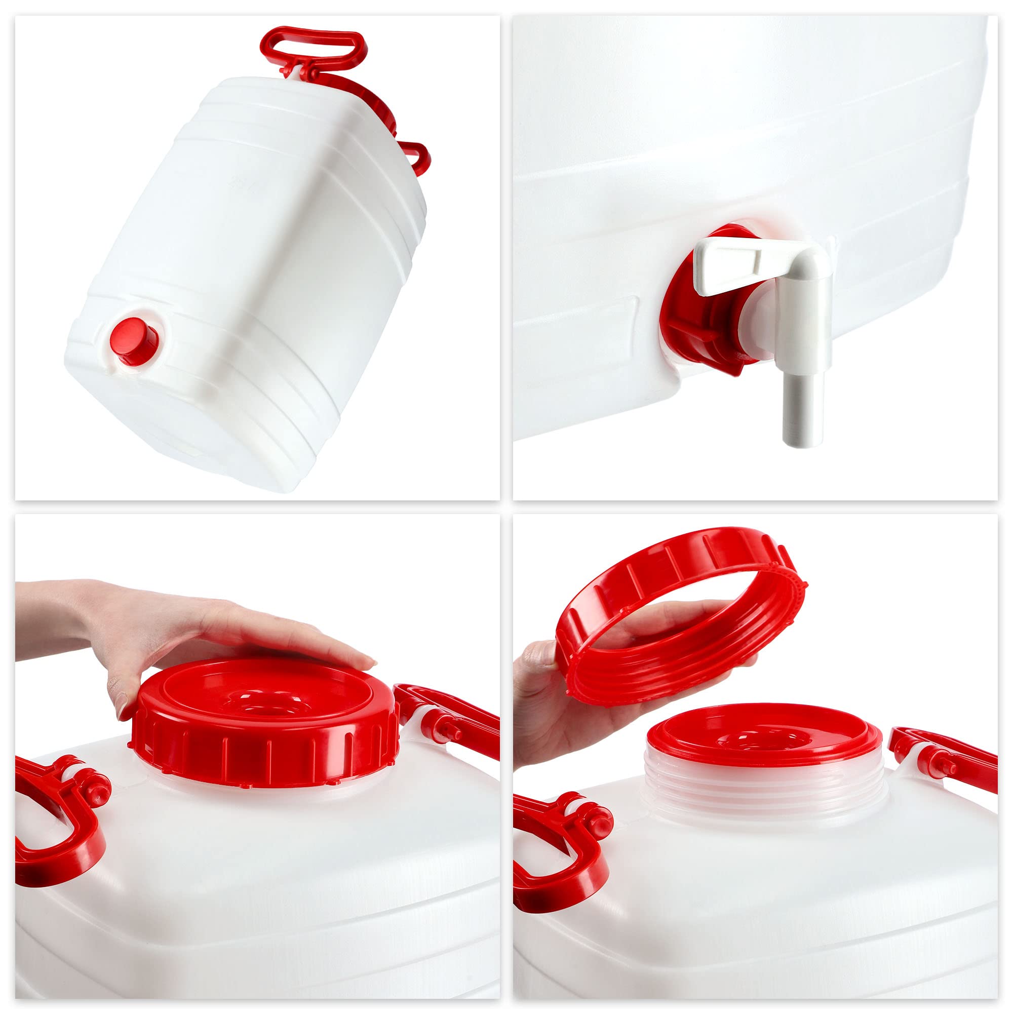 KADAX Bidón de agua, barril para bebidas de plástico, bidón de agua potable, depósito de agua con grifo, recipiente de agua, bidón para bebidas con junta de goma (25 L, blanco)