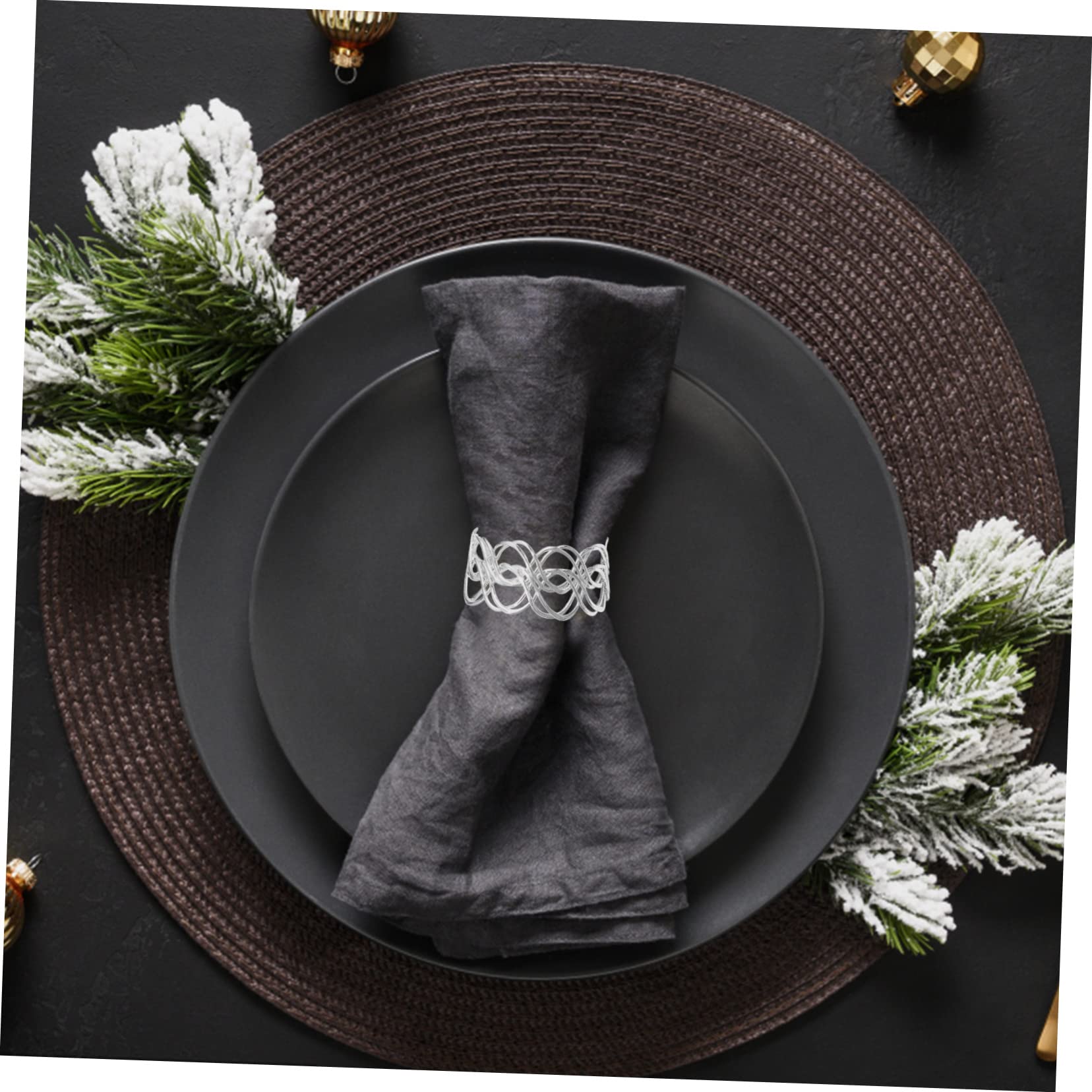 Anneaux de Serviette en Métal Tressé 6 Pièces Argenté