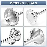 Vista 2 de HighSoar 12V Kit de bocinas de aire para camiones de 150 dB, cromadas, impermeables, con una sola trompeta universal para coche, tren, barco